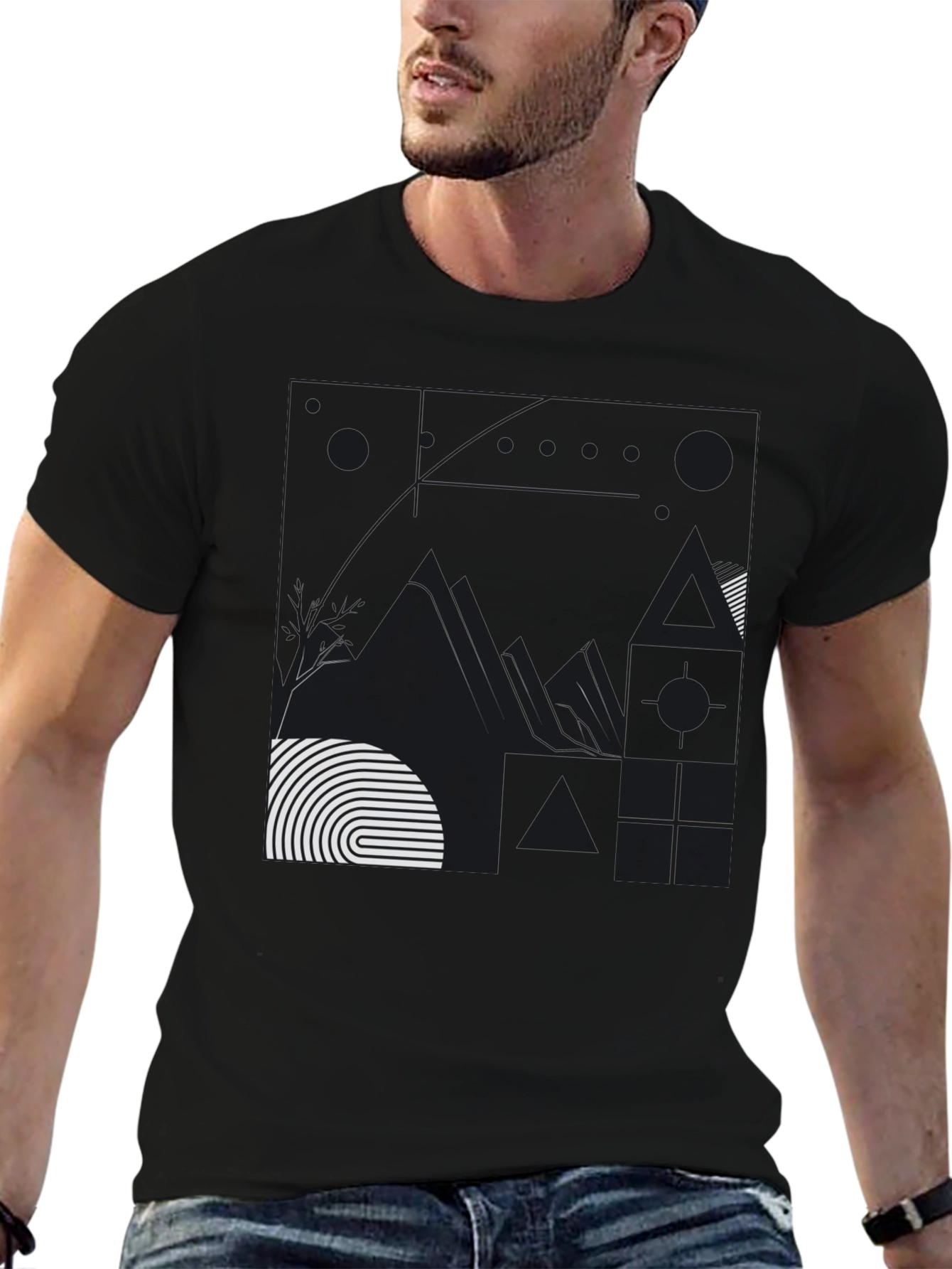Abstract Graphic Print Black T-Shirt