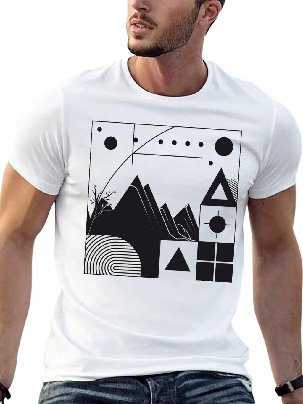 Abstract Graphic Print Black T-Shirt
