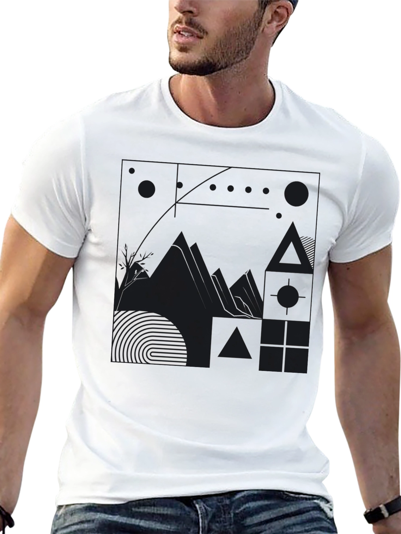 Abstract Graphic Print Black T-Shirt