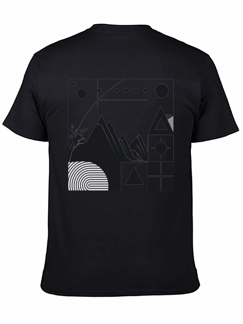 Abstract Graphic Print Black T-Shirt