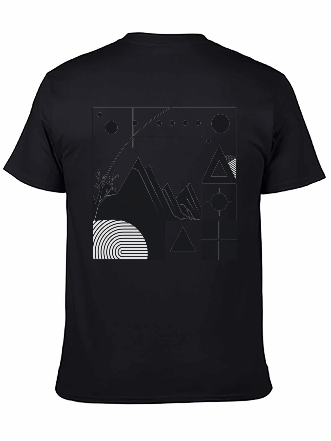Abstract Graphic Print Black T-Shirt