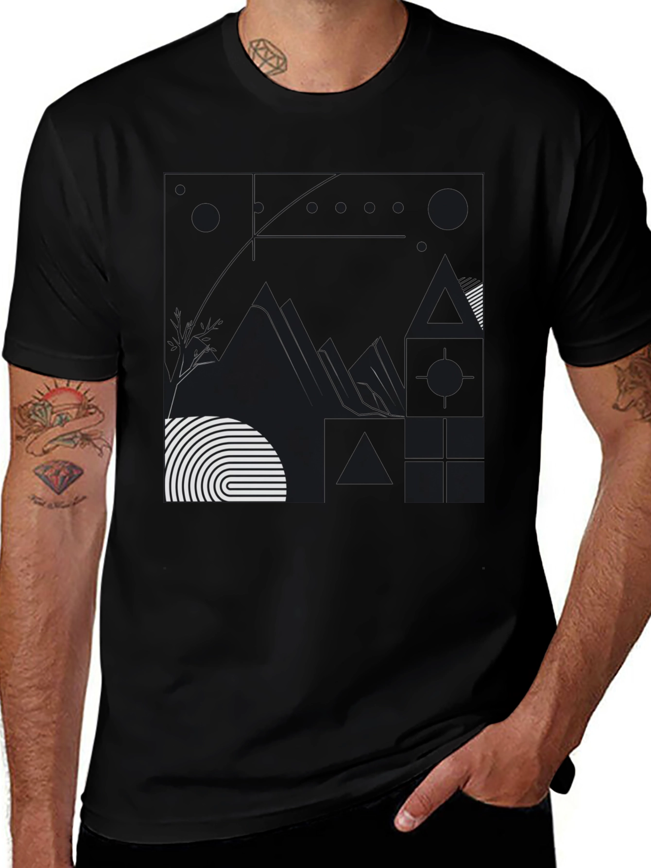 Abstract Graphic Print Black T-Shirt