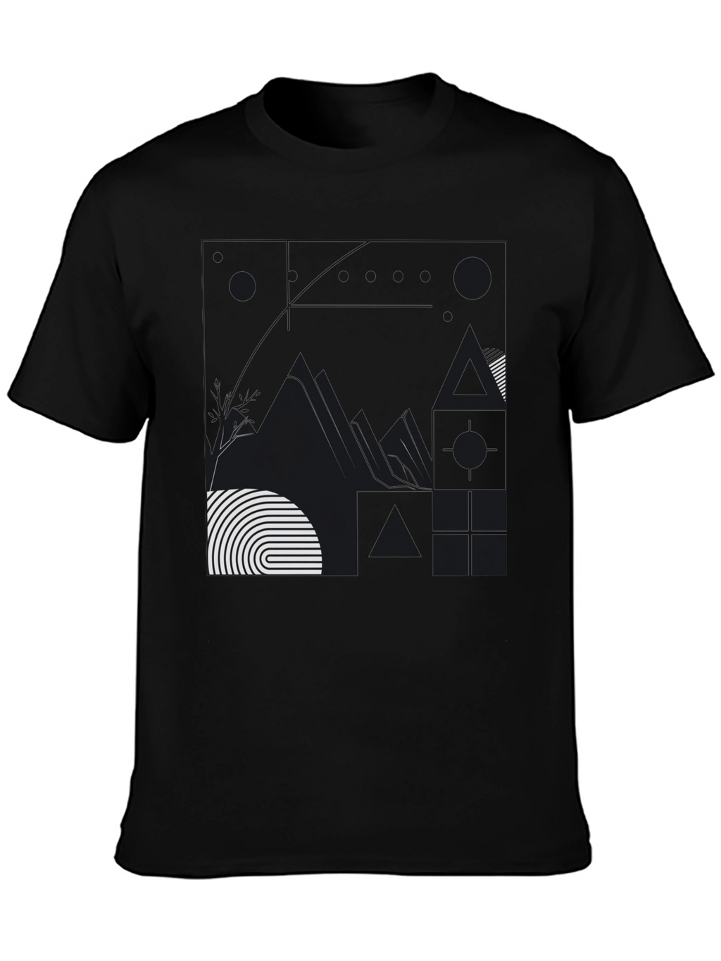 Abstract Graphic Print Black T-Shirt