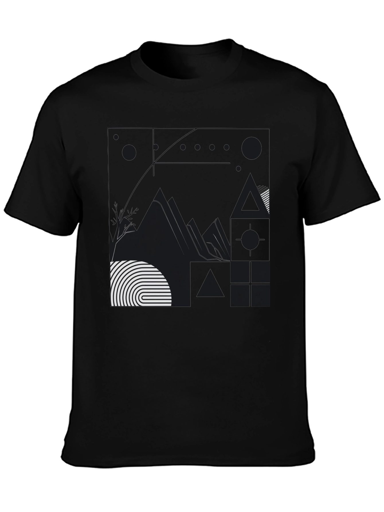 Abstract Graphic Print Black T-Shirt
