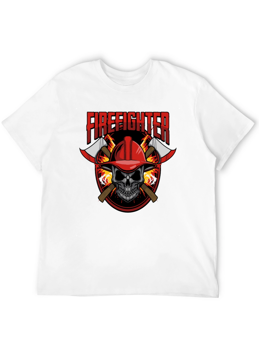 Firefighter Skull Graphic Tee - Axe Design Soft Cotton