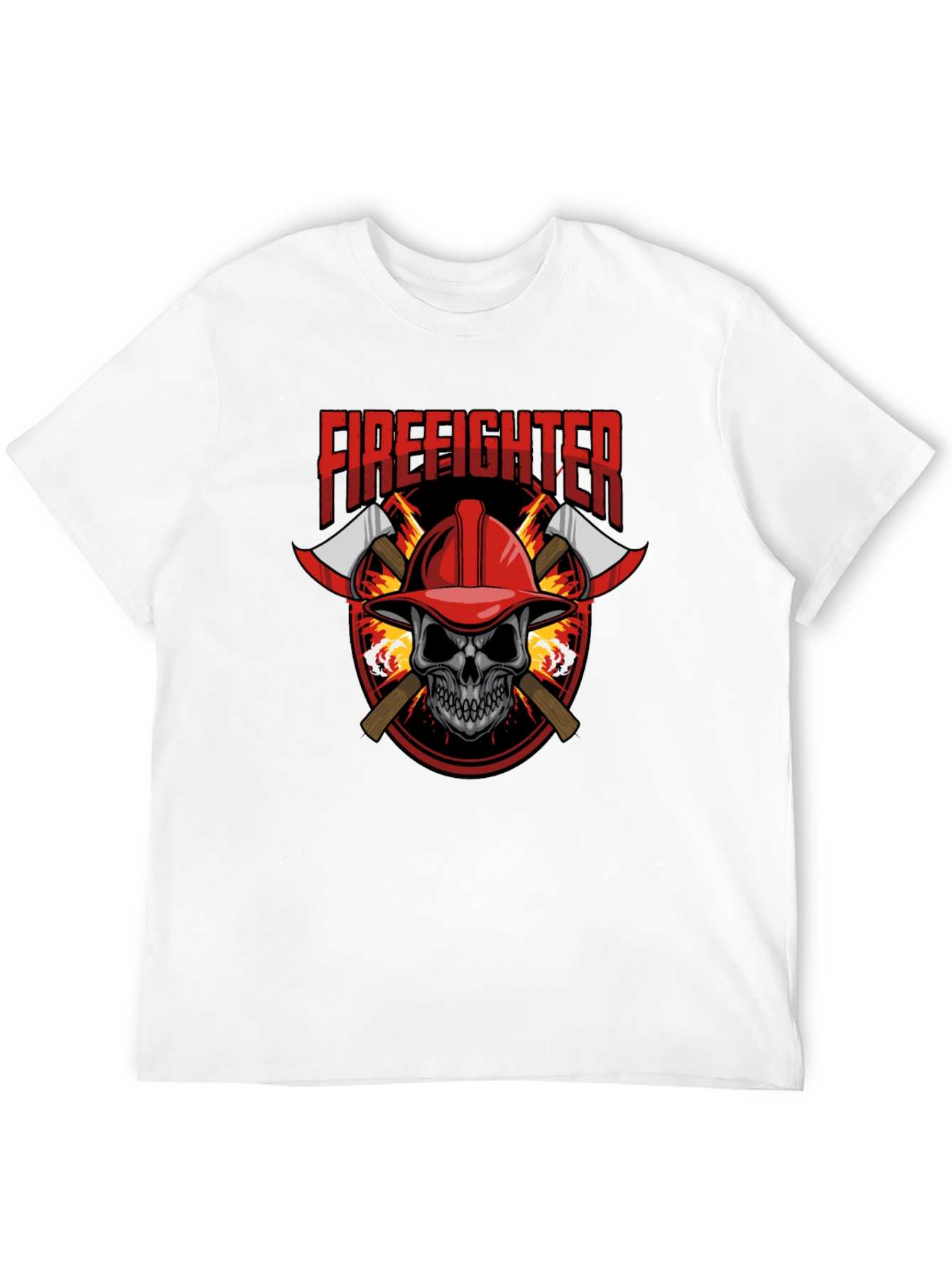 Firefighter Skull Graphic Tee - Axe Design Soft Cotton