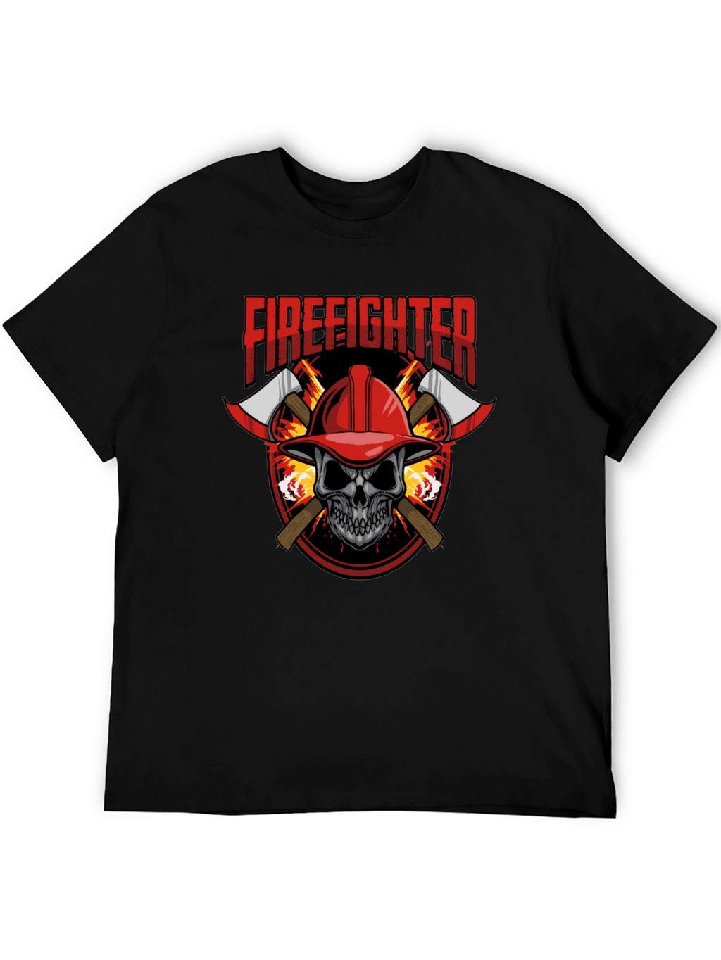 Firefighter Skull Graphic Tee - Axe Design Soft Cotton