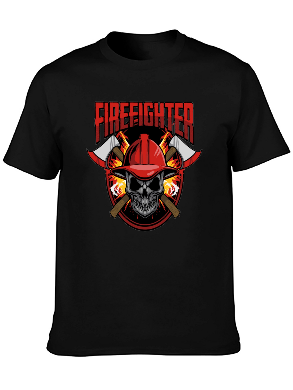 Firefighter Skull Graphic Tee - Axe Design Soft Cotton