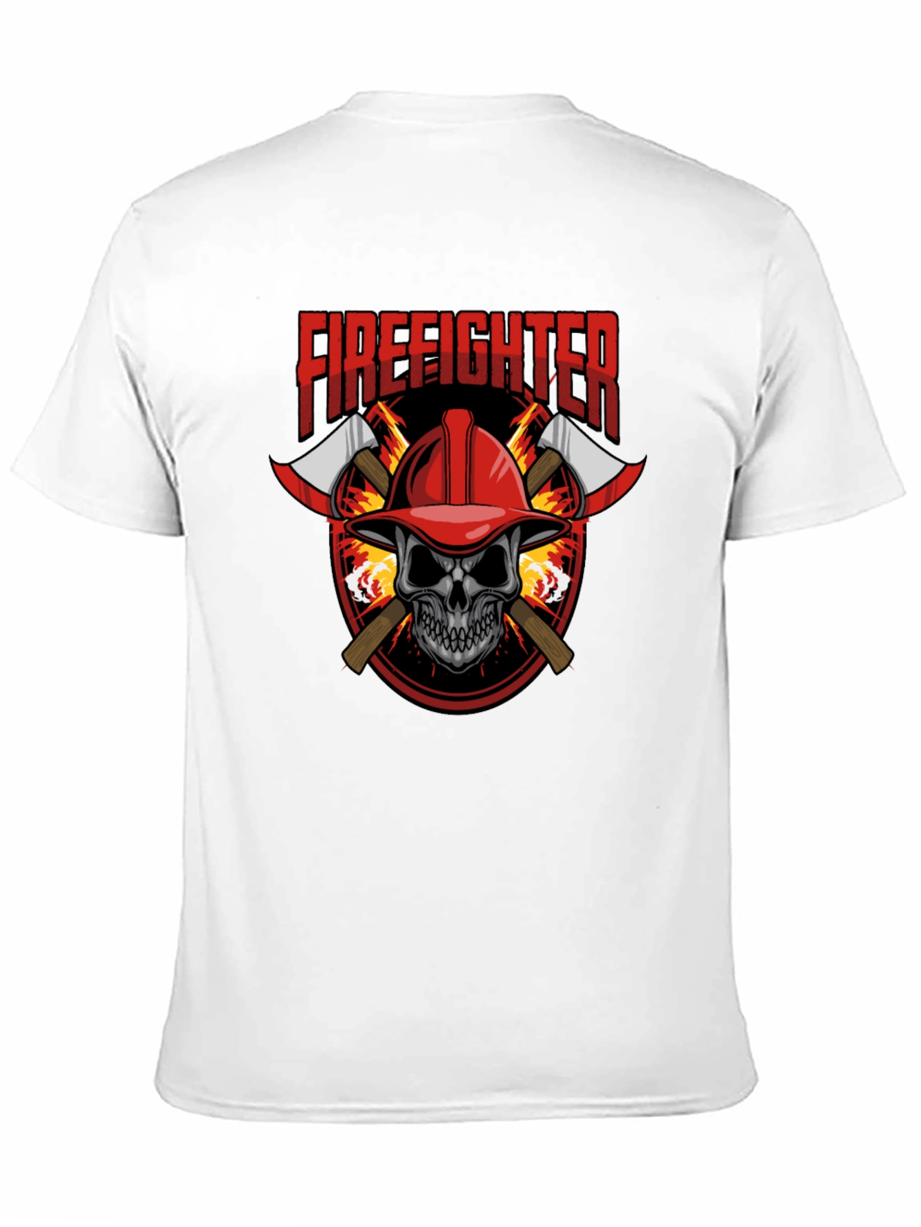 Firefighter Skull Graphic Tee - Axe Design Soft Cotton