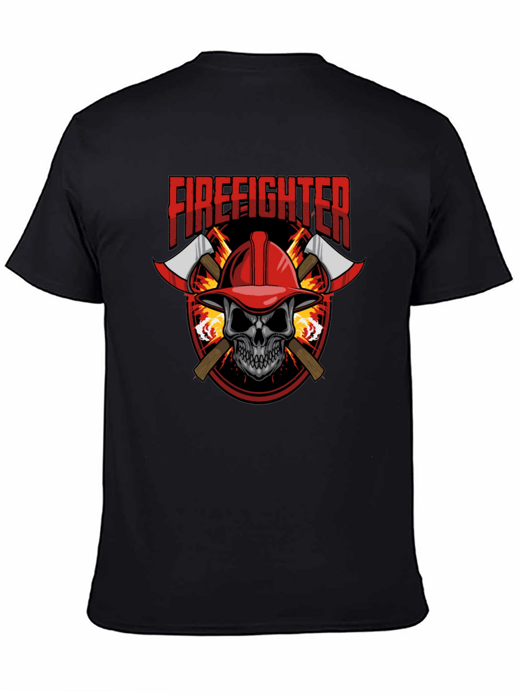 Firefighter Skull Graphic Tee - Axe Design Soft Cotton