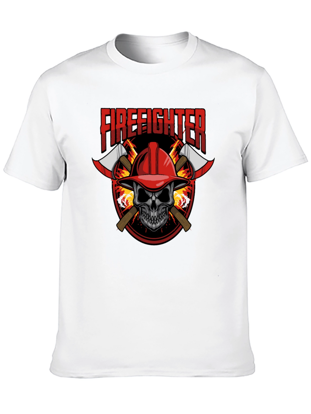 Firefighter Skull Graphic Tee - Axe Design Soft Cotton