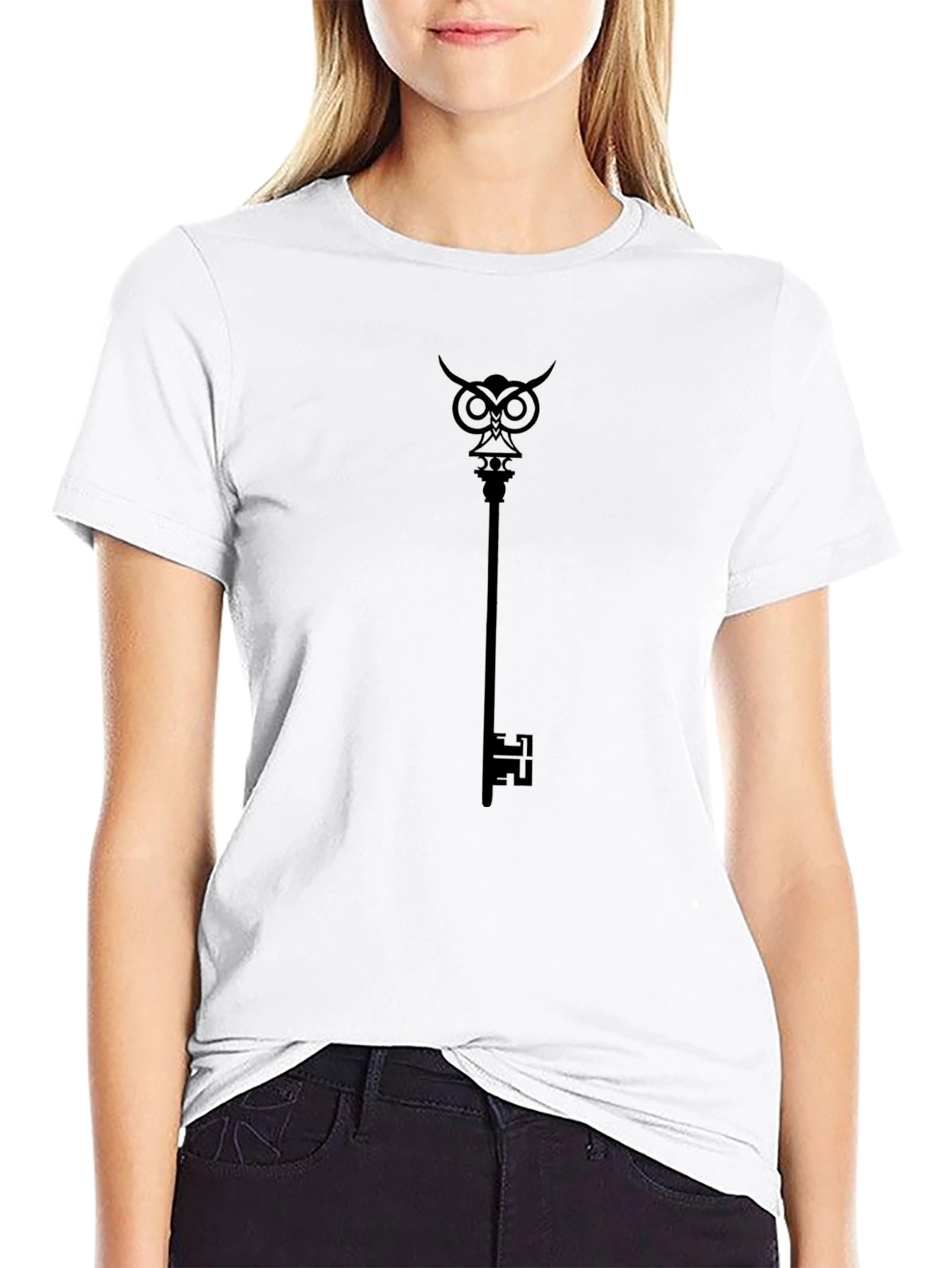 Mens Black Owl Key Graphic T-Shirt