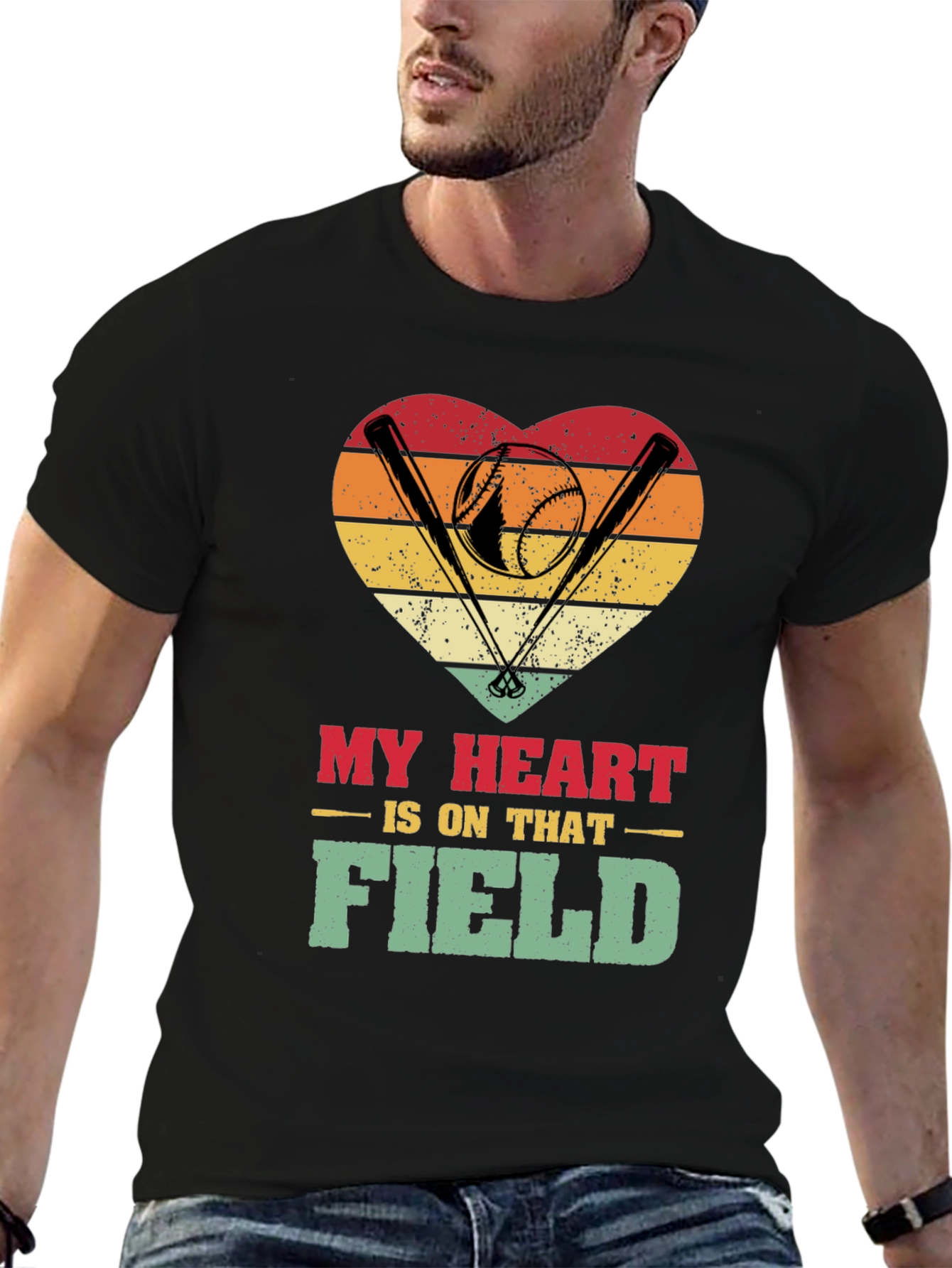 Baseball Heartbeat T-Shirt - My Heart is on That Field
