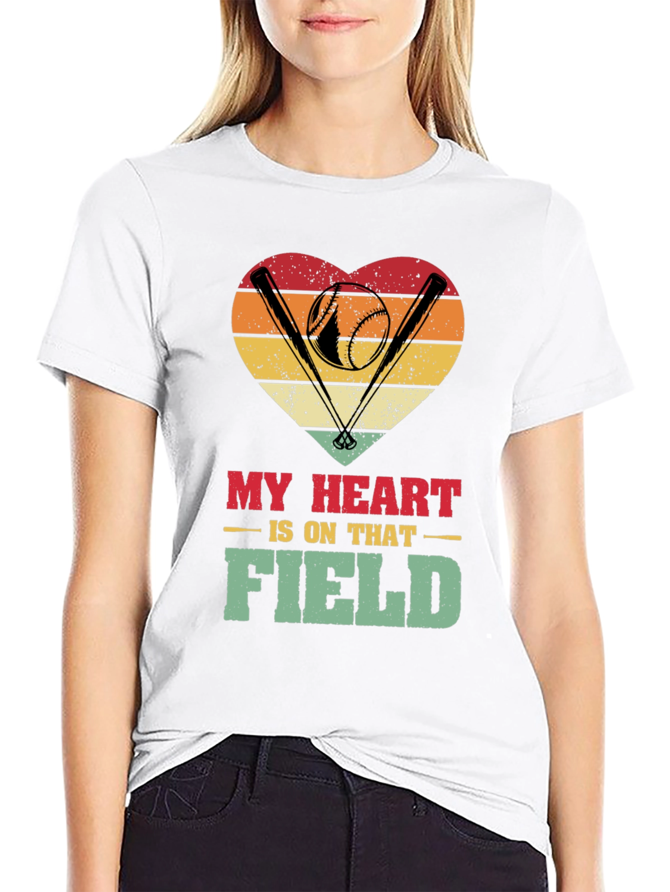 Baseball Heartbeat T-Shirt - My Heart is on That Field