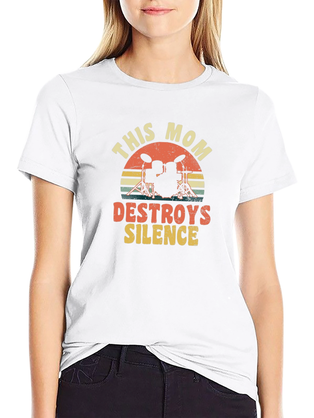 This Mom Destroys Silence Drummer T-Shirt