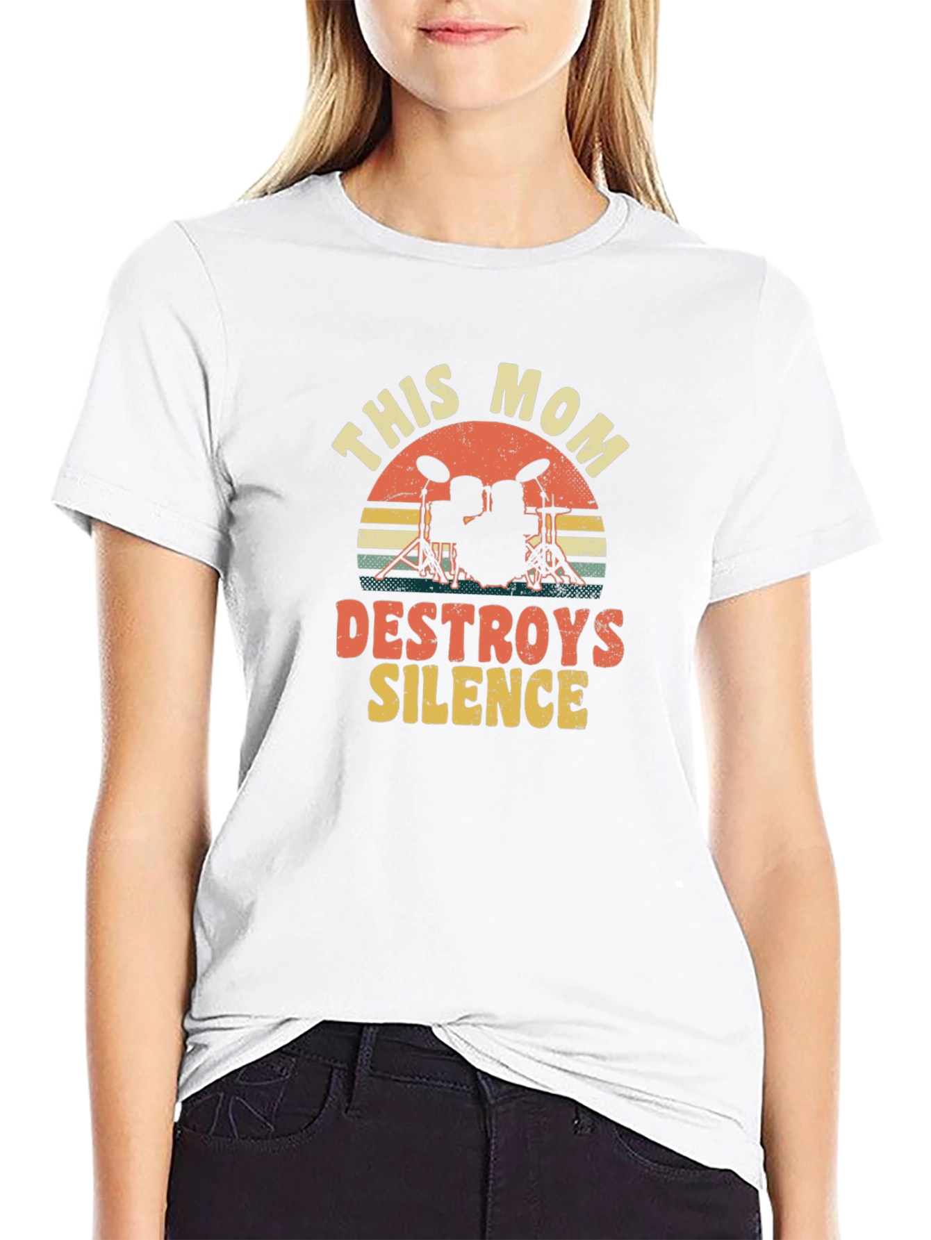This Mom Destroys Silence Drummer T-Shirt