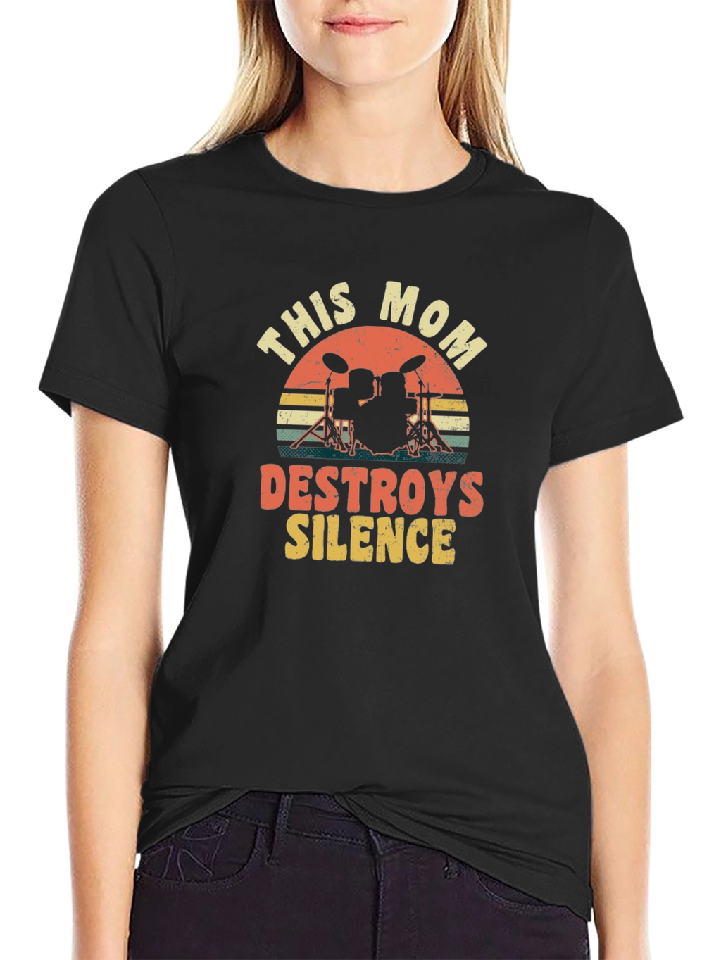This Mom Destroys Silence Drummer T-Shirt