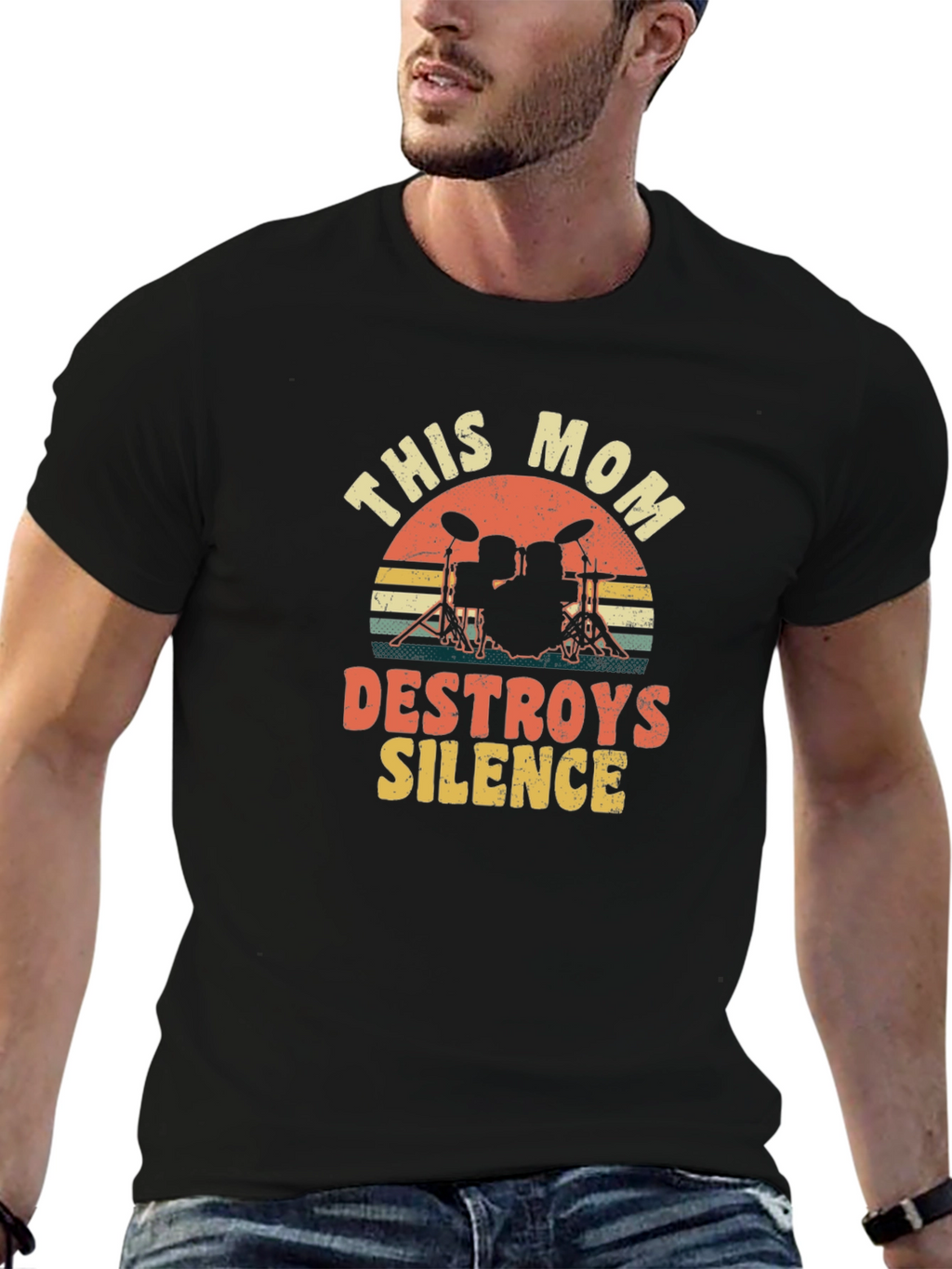 This Mom Destroys Silence Drummer T-Shirt