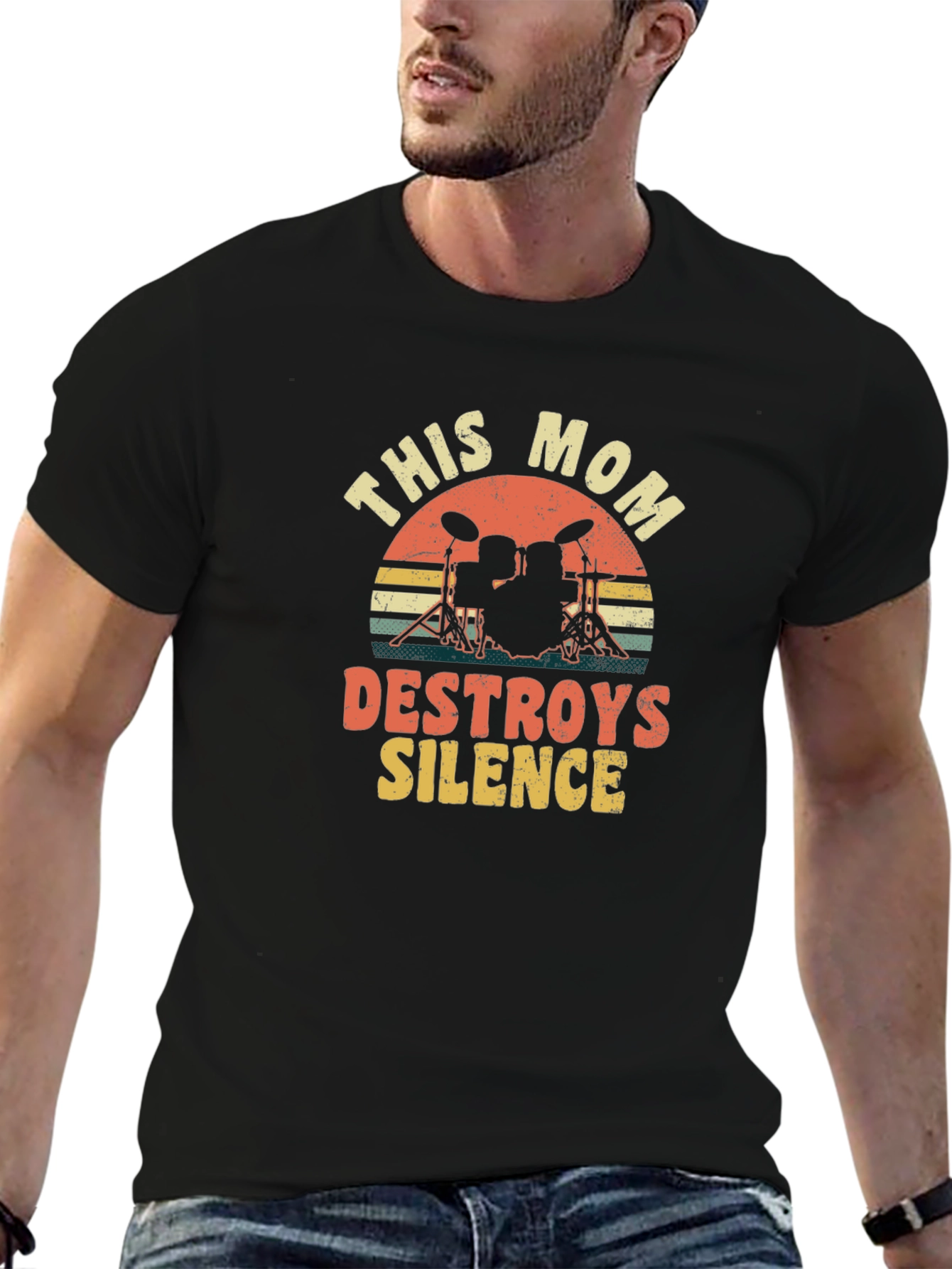 This Mom Destroys Silence Drummer T-Shirt