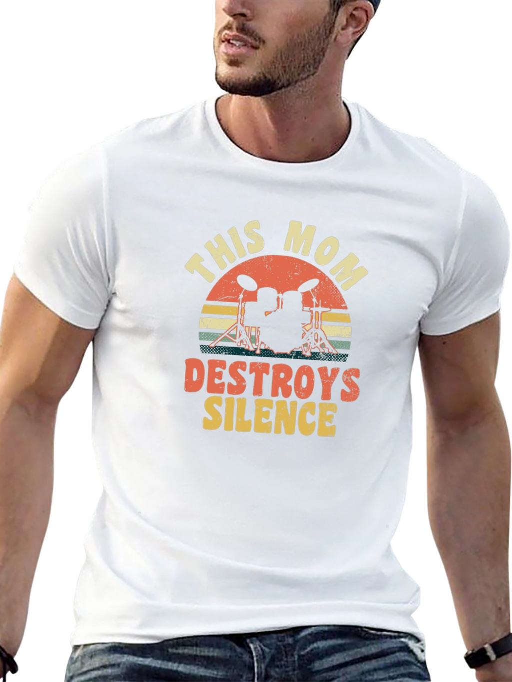 This Mom Destroys Silence Drummer T-Shirt