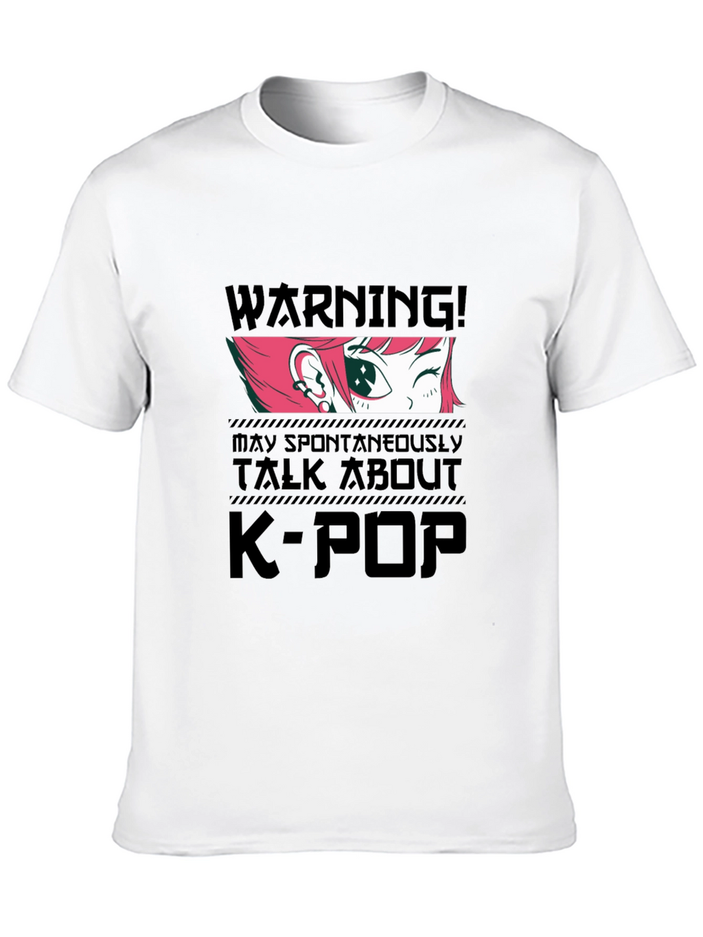 K-Pop Warning Graphic Tee - Black Cotton T-Shirt