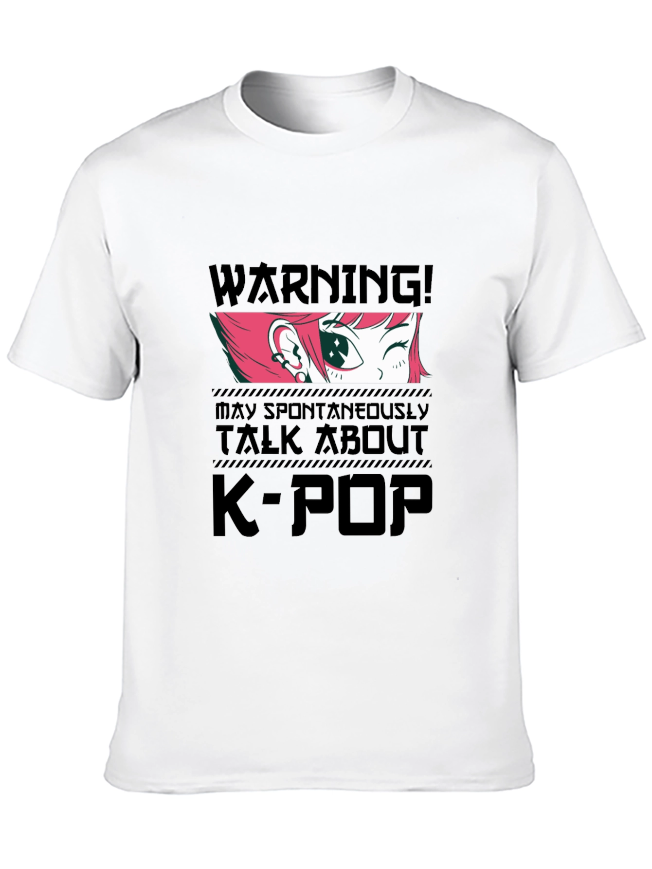 K-Pop Warning Graphic Tee - Black Cotton T-Shirt