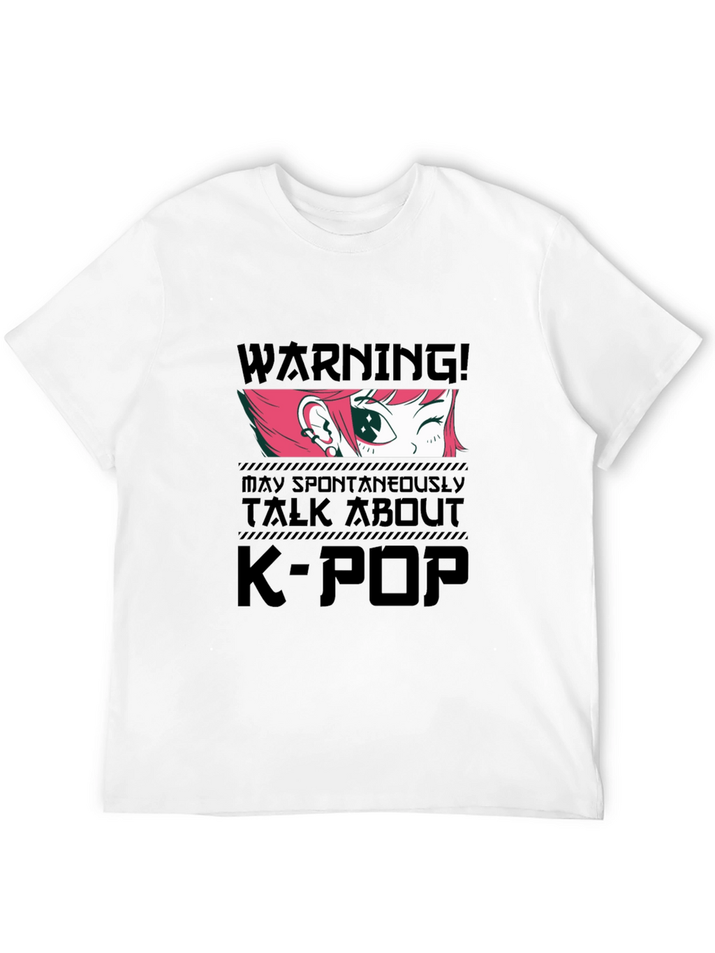 K-Pop Warning Graphic Tee - Black Cotton T-Shirt