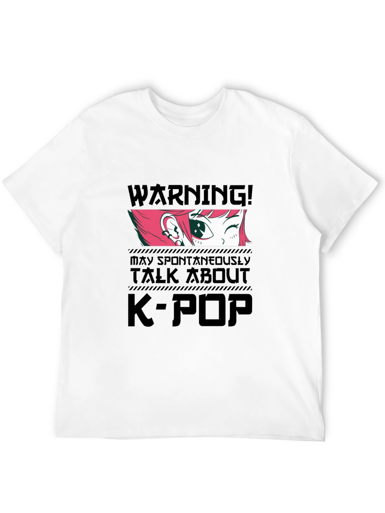 K-Pop Warning Graphic Tee - Black Cotton T-Shirt