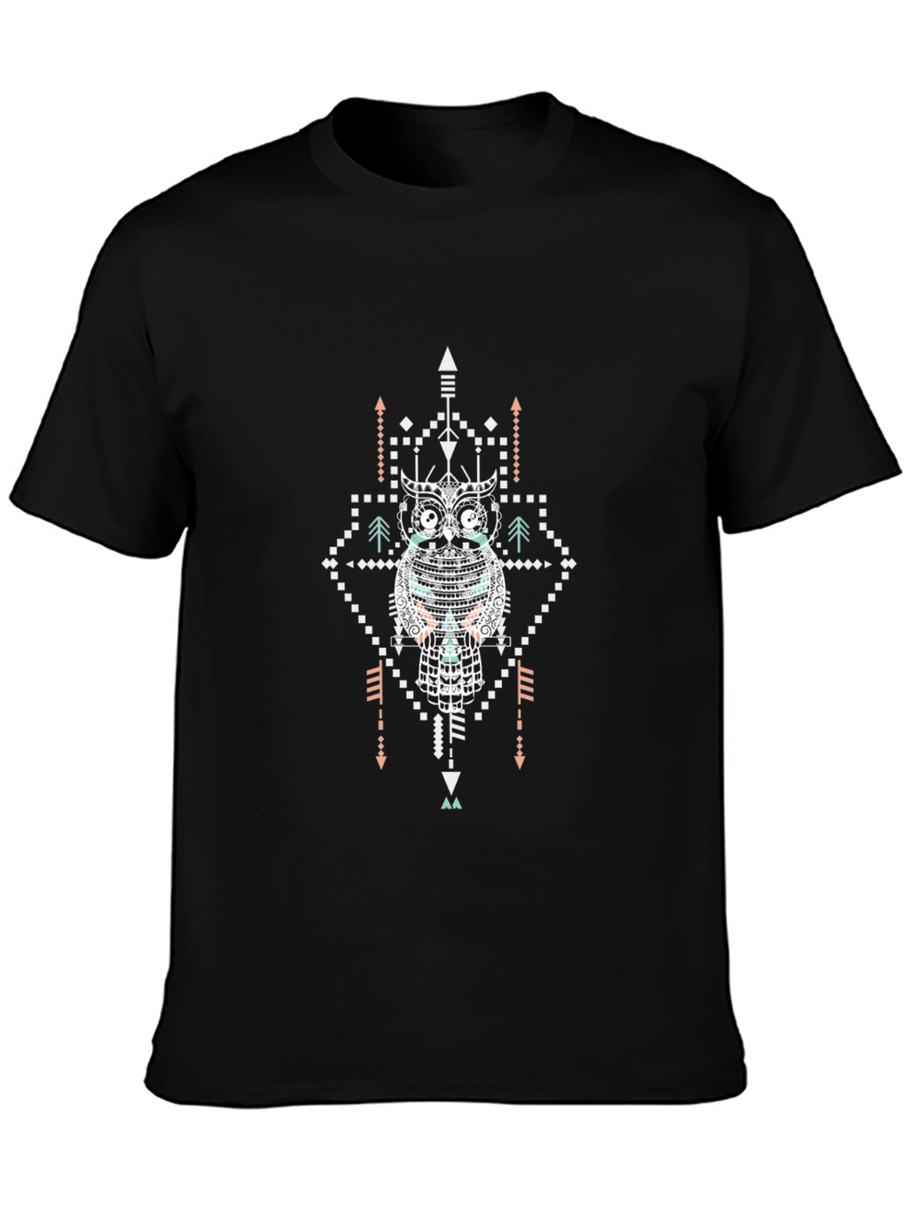 Aztec Owl Graphic Black T-Shirt