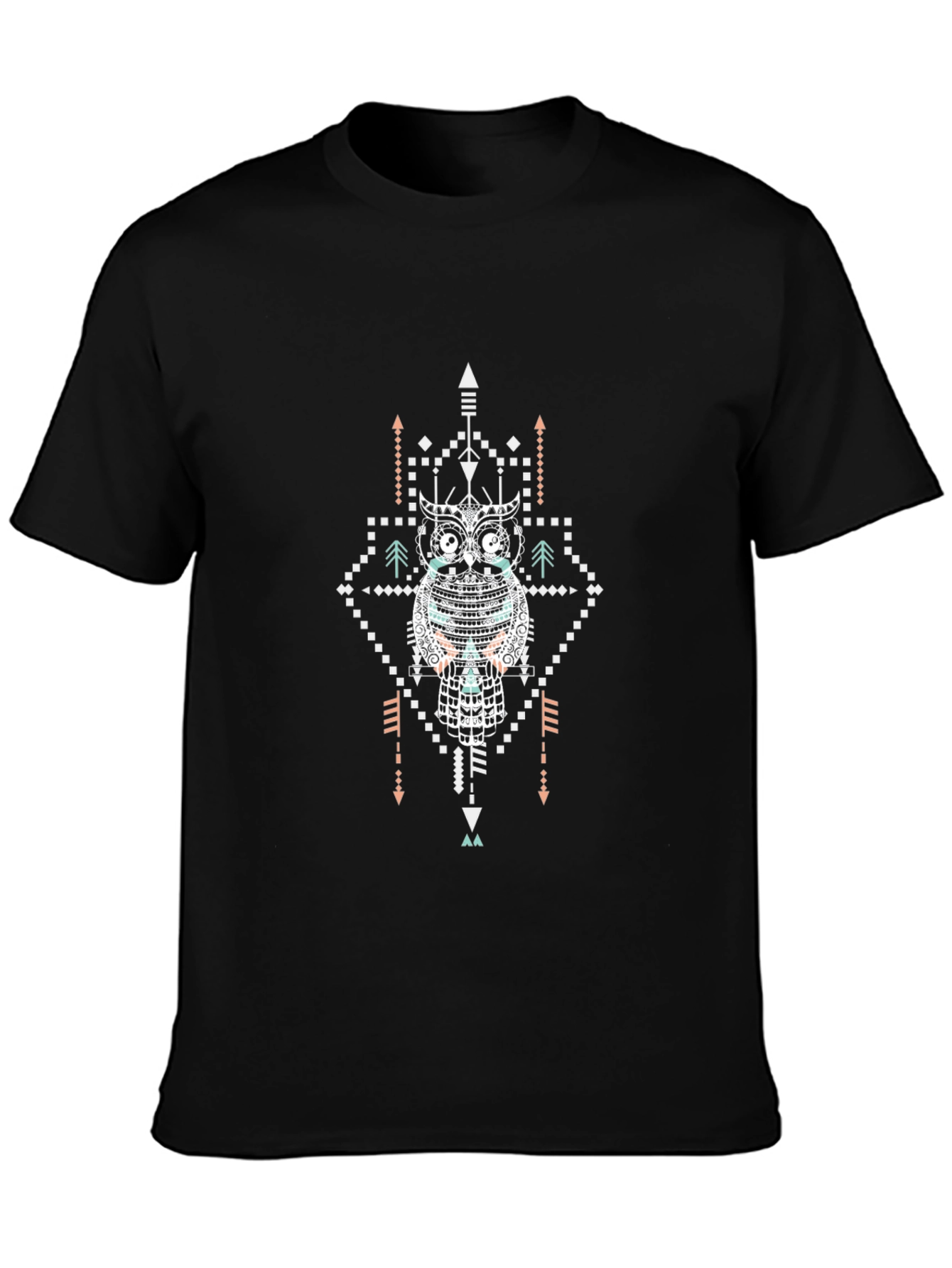 Aztec Owl Graphic Black T-Shirt