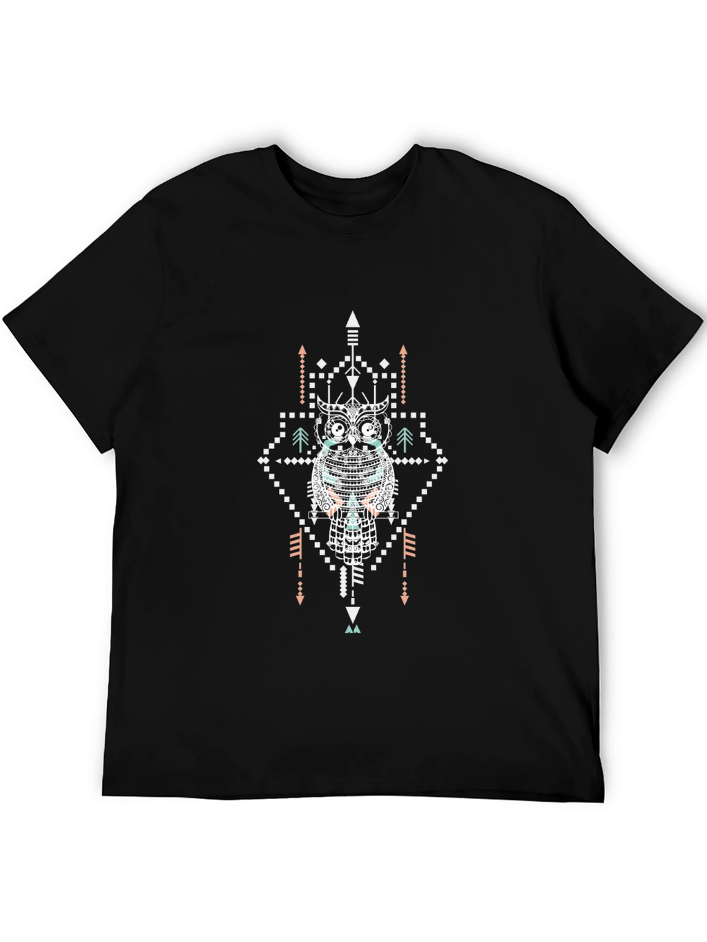 Aztec Owl Graphic Black T-Shirt