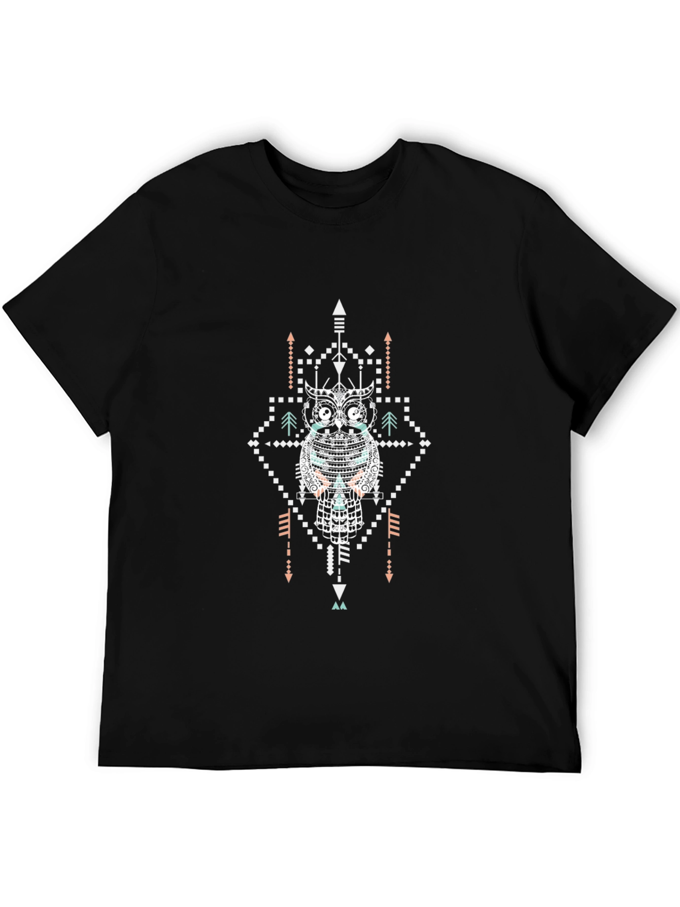 Aztec Owl Graphic Black T-Shirt