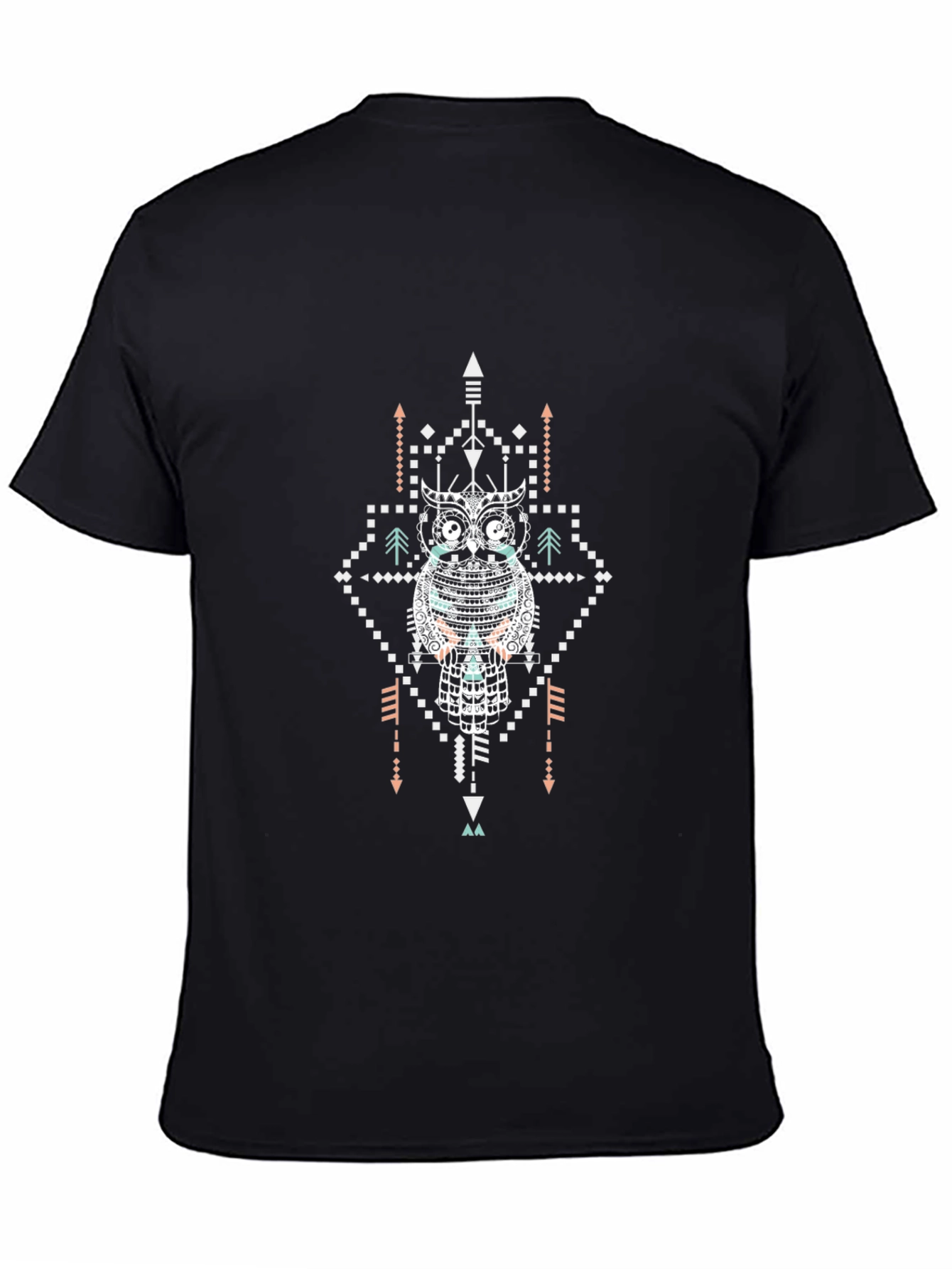 Aztec Owl Graphic Black T-Shirt