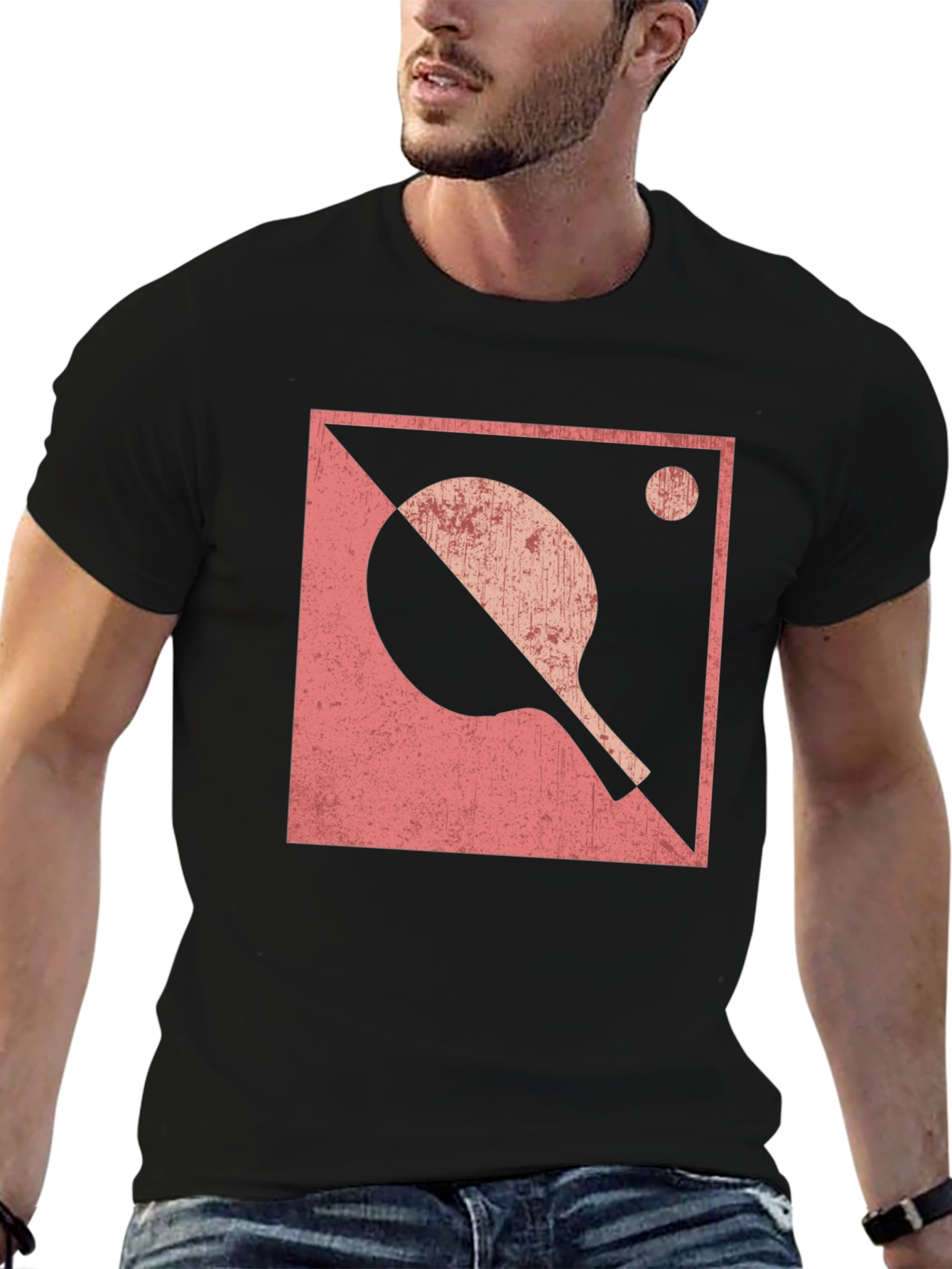 Ping Pong Paddle Graphic Tee - Black