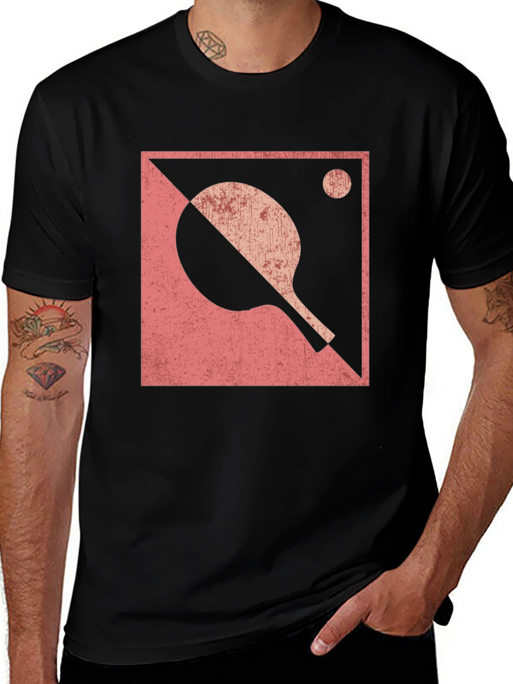 Ping Pong Paddle Graphic Tee - Black