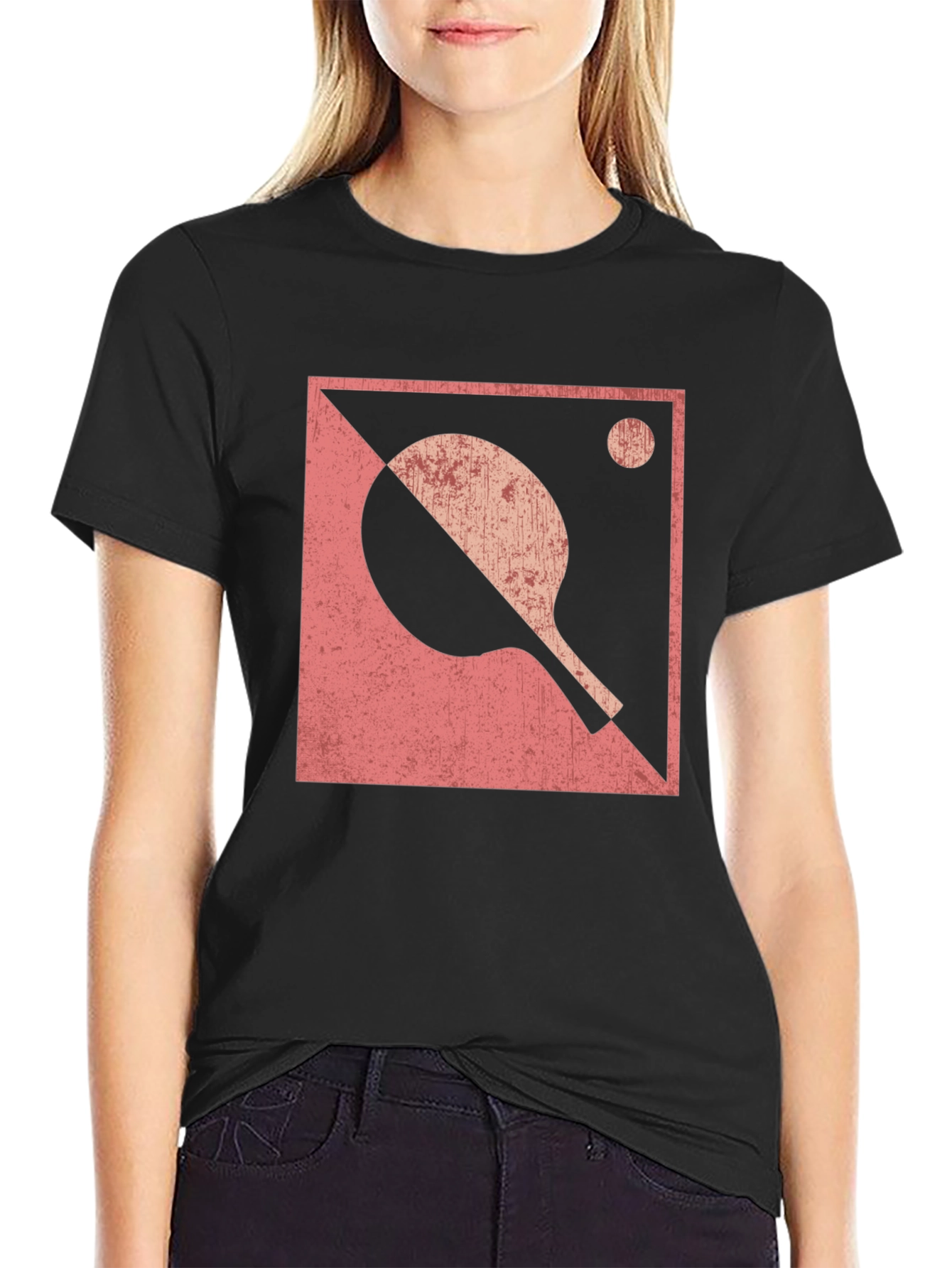 Ping Pong Paddle Graphic Tee - Black