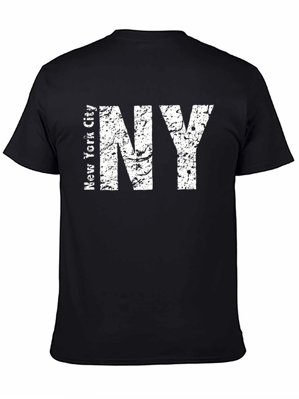 Distressed NY Text Graphic Black T-Shirt