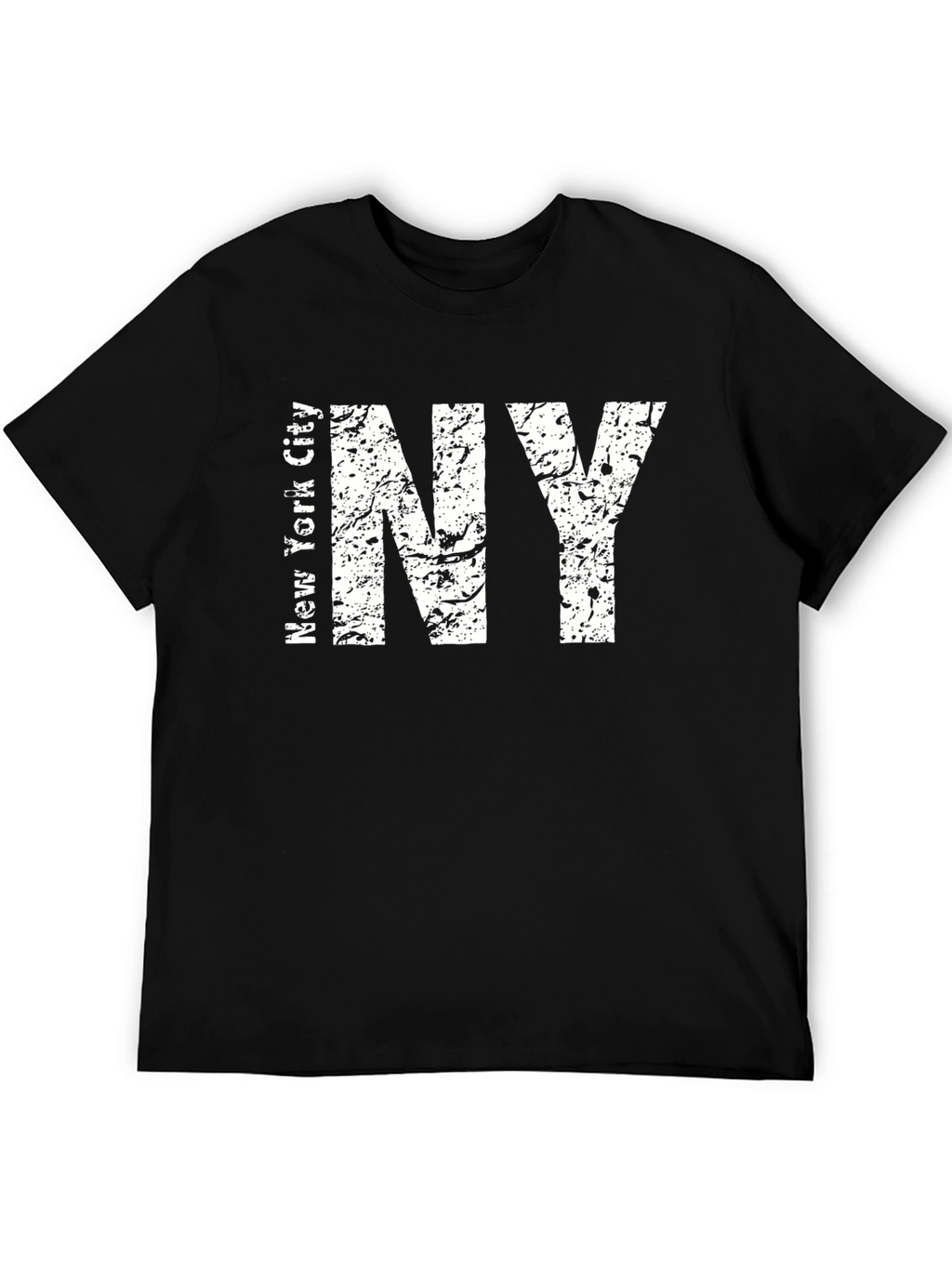 Distressed NY Text Graphic Black T-Shirt