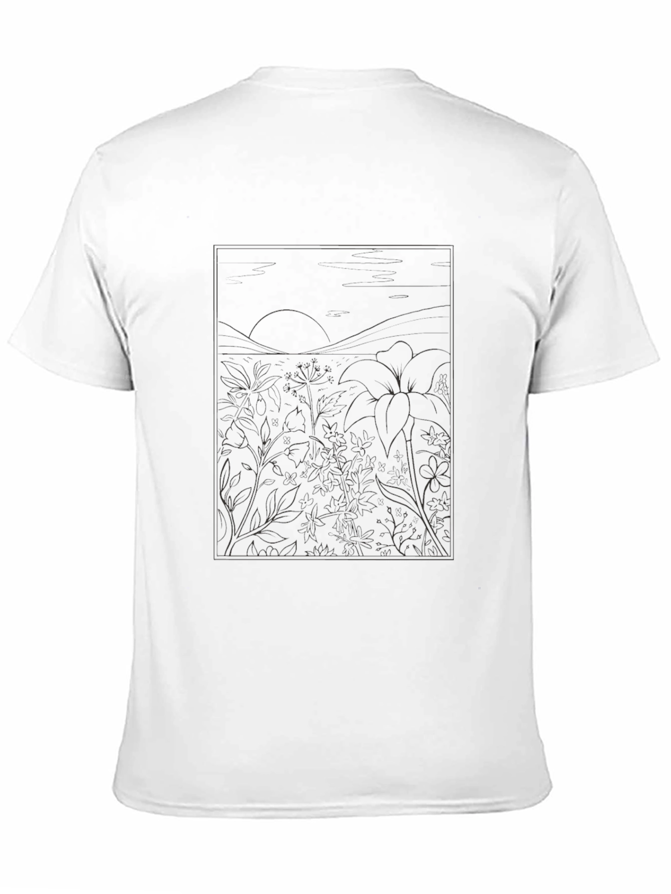 Black T-Shirt with Nature Illustration