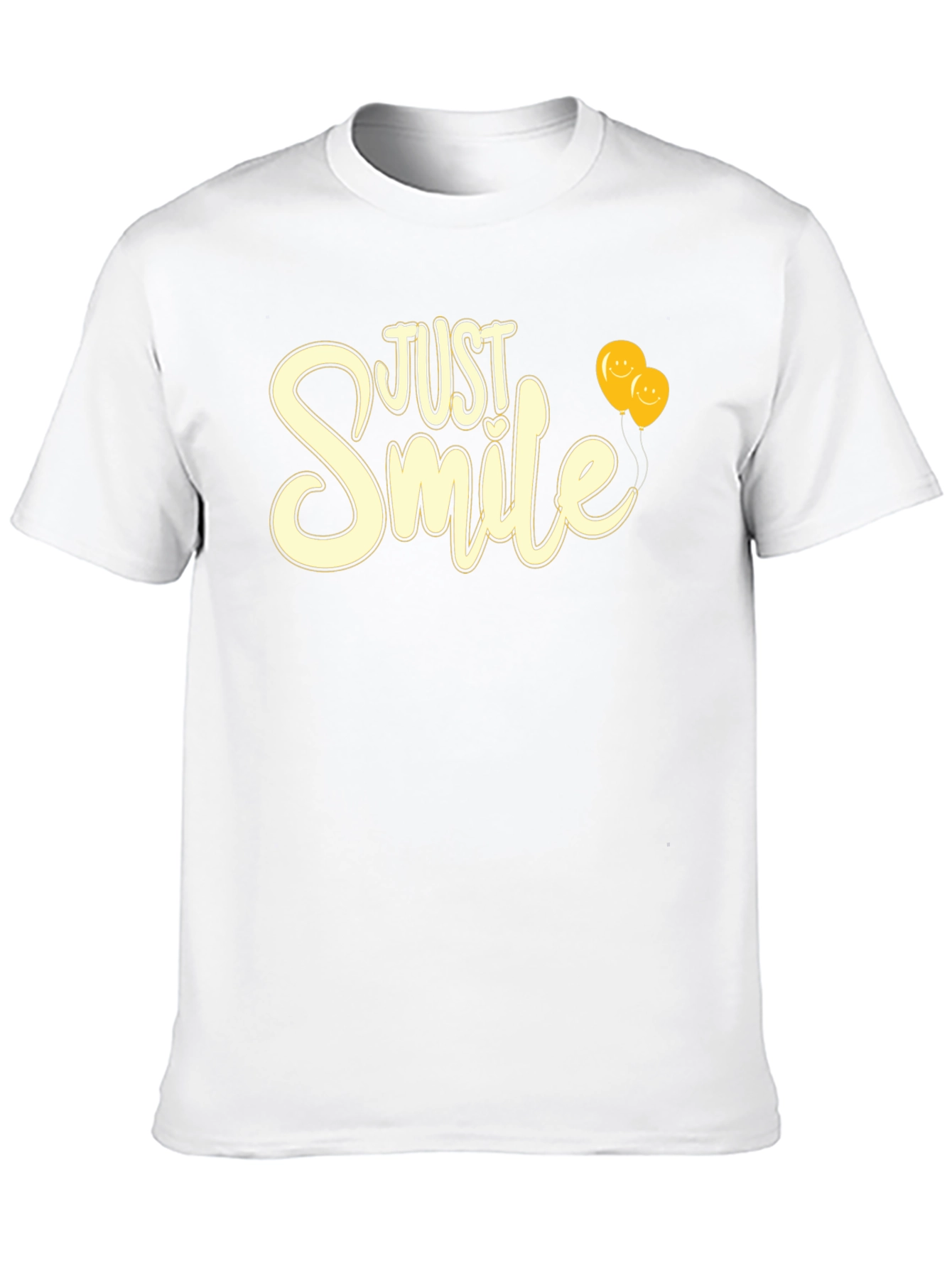 Just Smile Graphic Tee - Black T-Shirt with Balloons