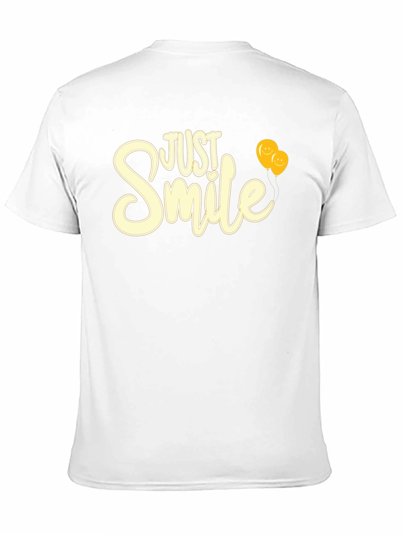 Just Smile Graphic Tee - Black T-Shirt with Balloons