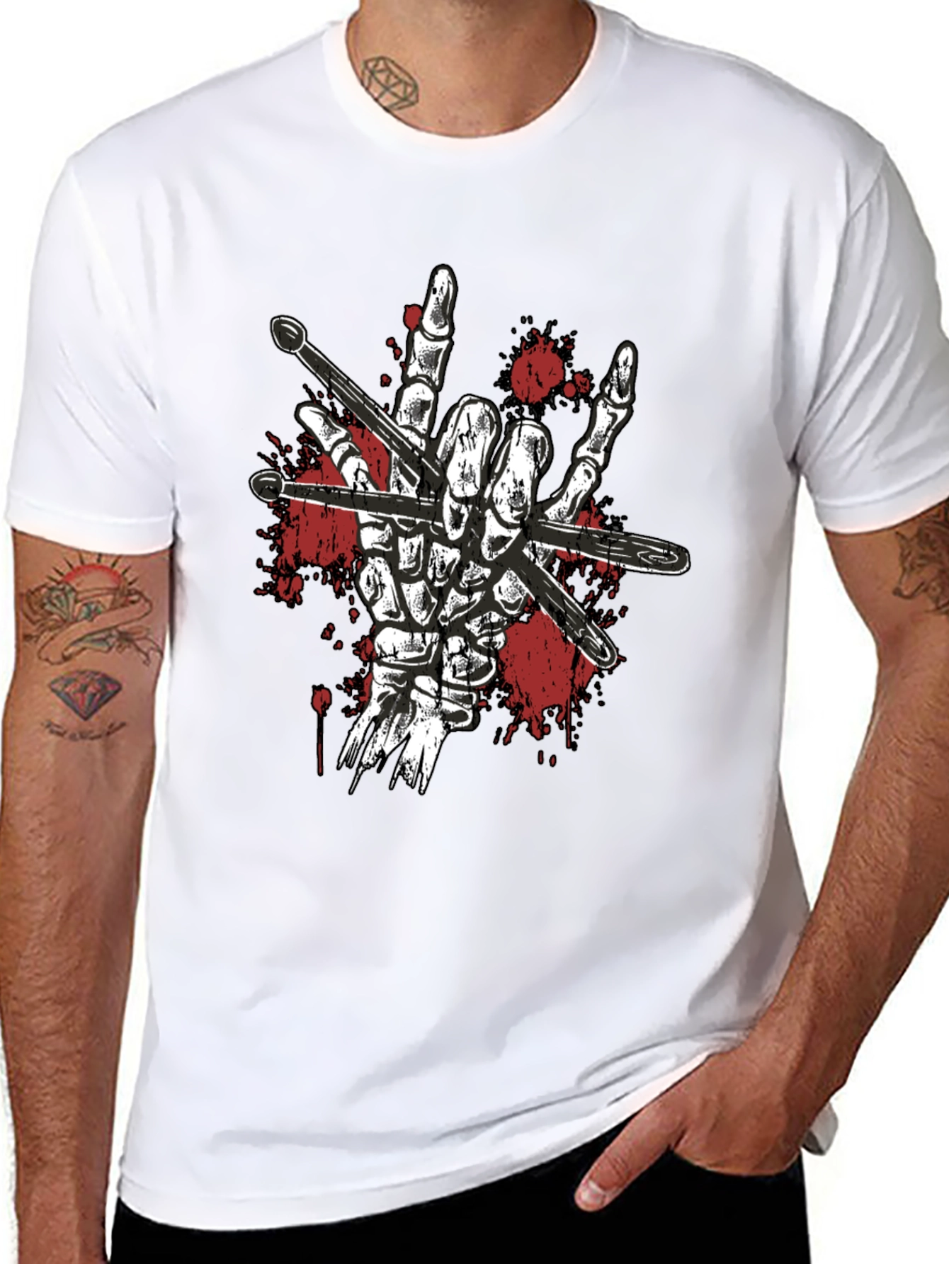Rock On Skeleton Drummer T-Shirt