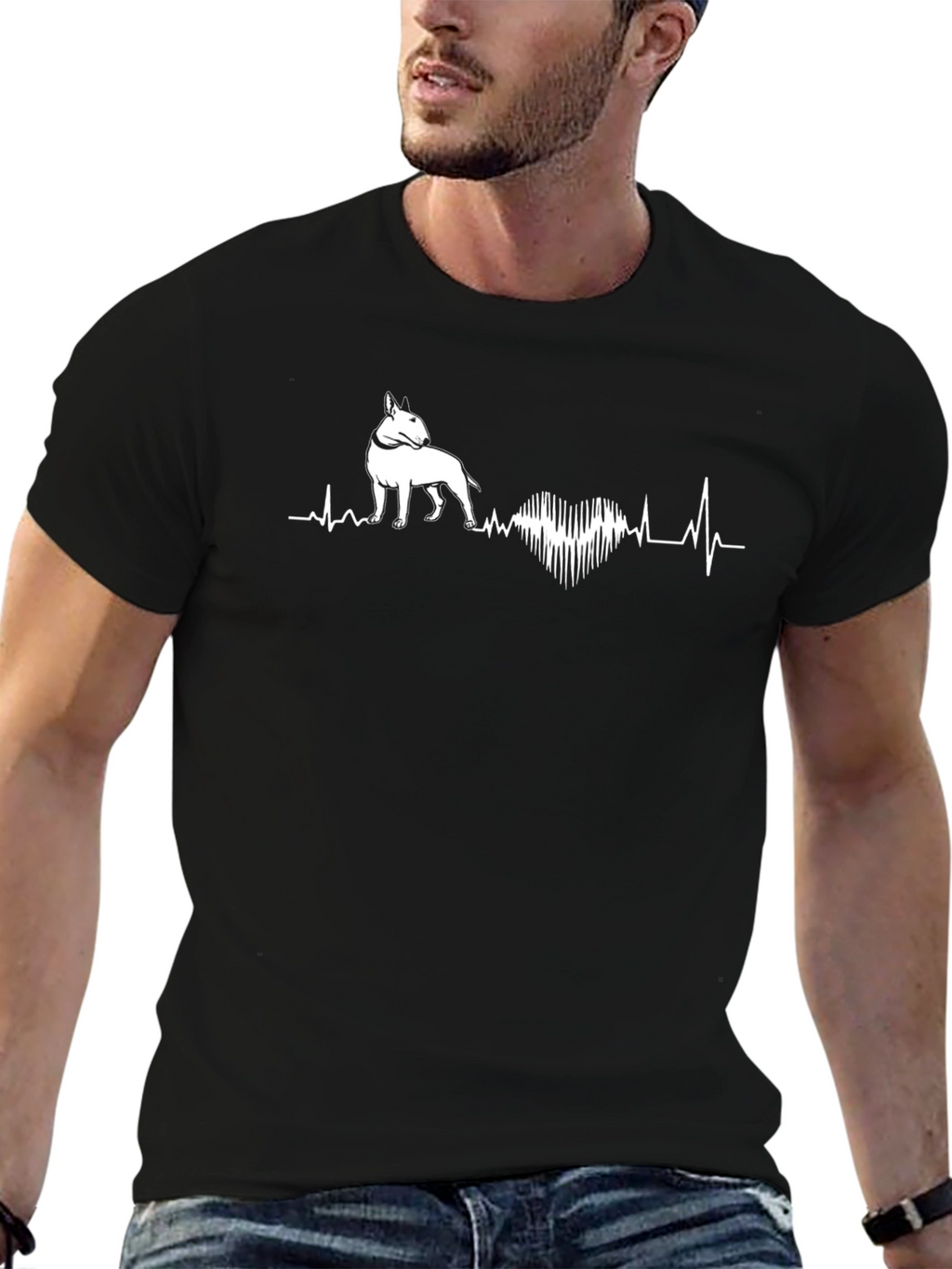 Bull Terrier Heartbeat T-Shirt - Black