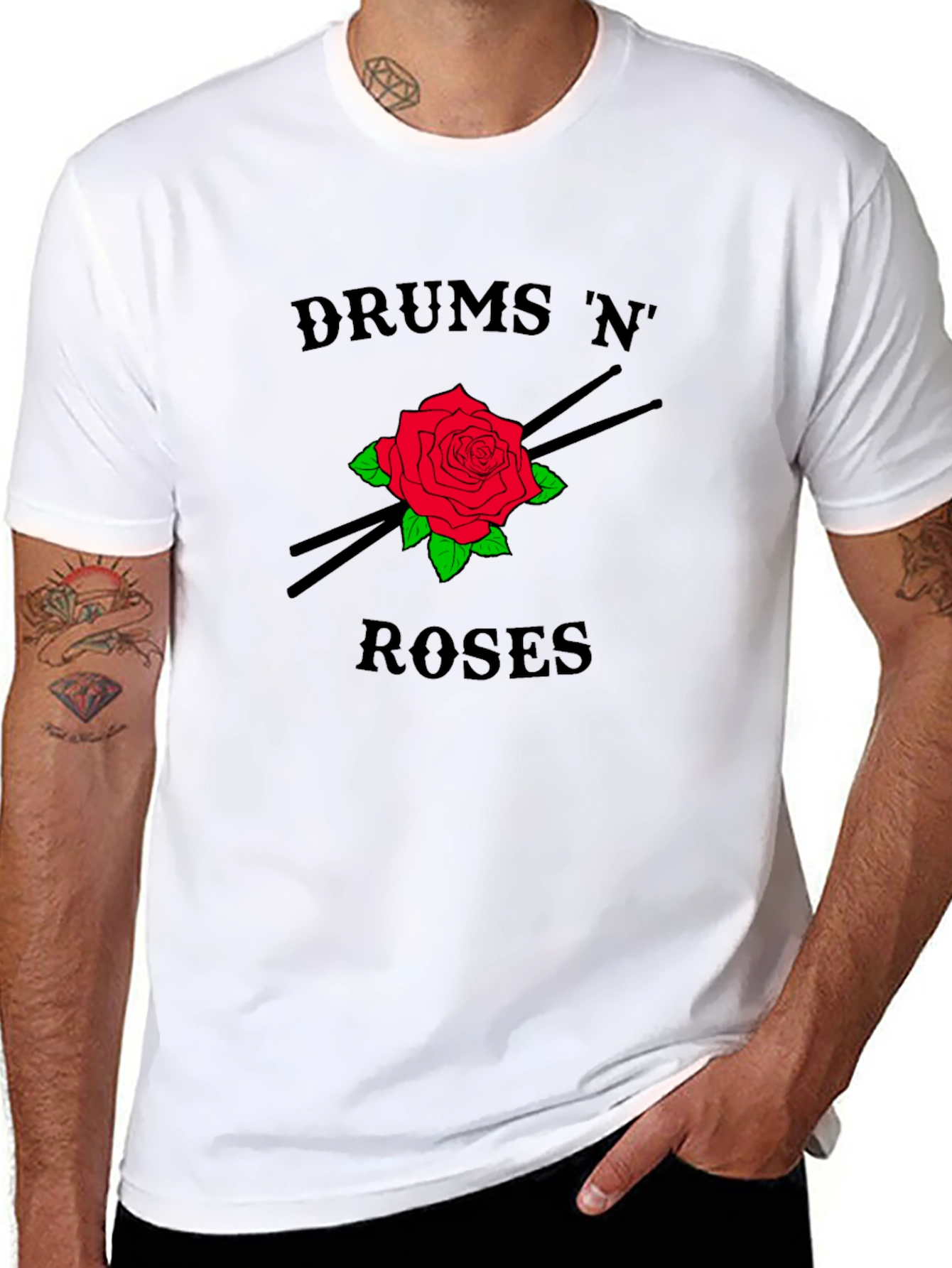 Drums N Roses Graphic Tee - Rock Band Style