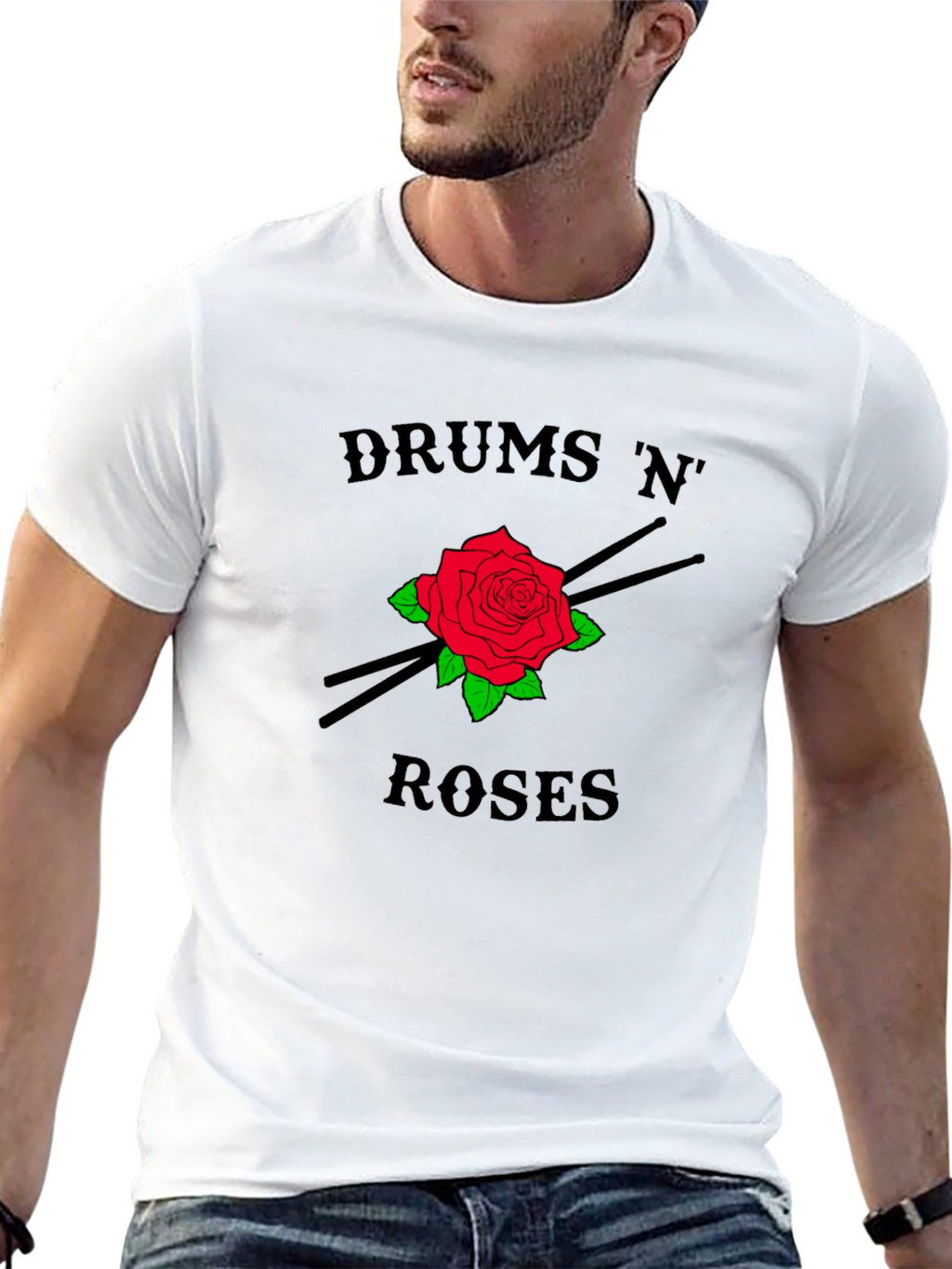 Drums N Roses Graphic Tee - Rock Band Style