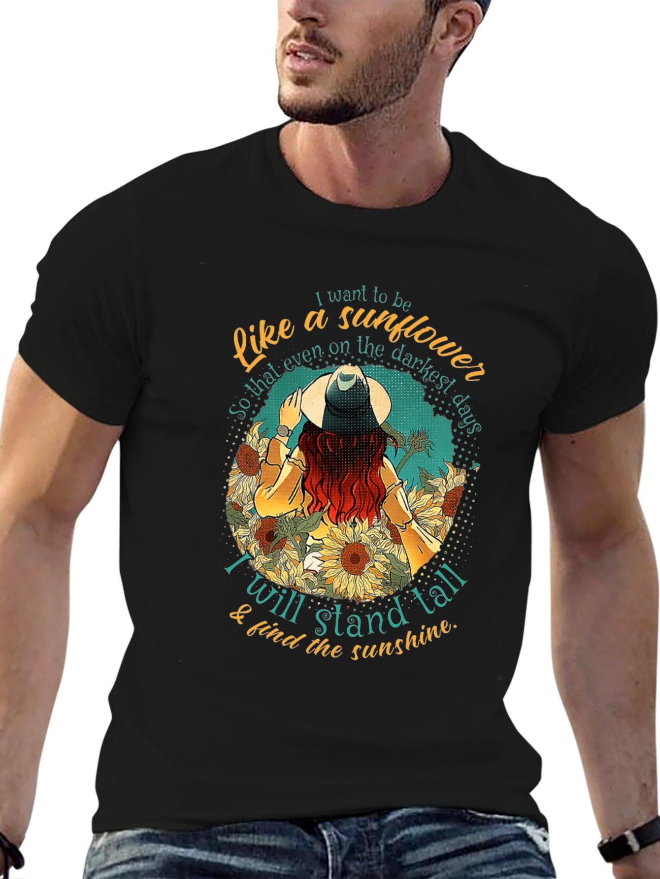 Sunflower Inspirational Graphic Tee - Stand Tall T-Shirt