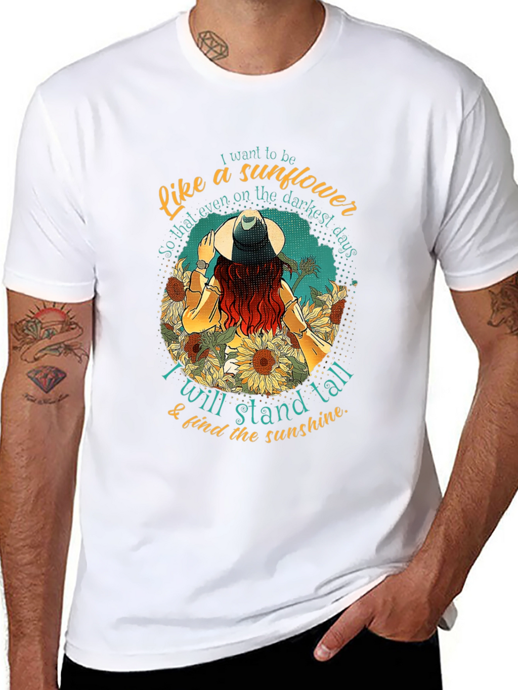 Sunflower Inspirational Graphic Tee - Stand Tall T-Shirt