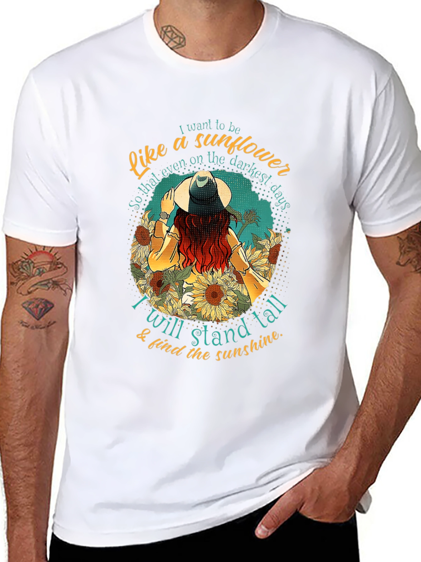Sunflower Inspirational Graphic Tee - Stand Tall T-Shirt
