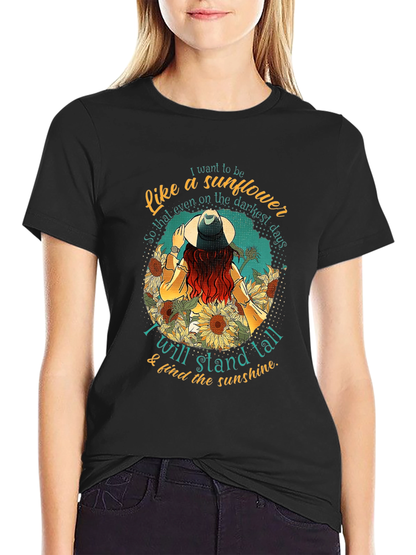 Sunflower Inspirational Graphic Tee - Stand Tall T-Shirt