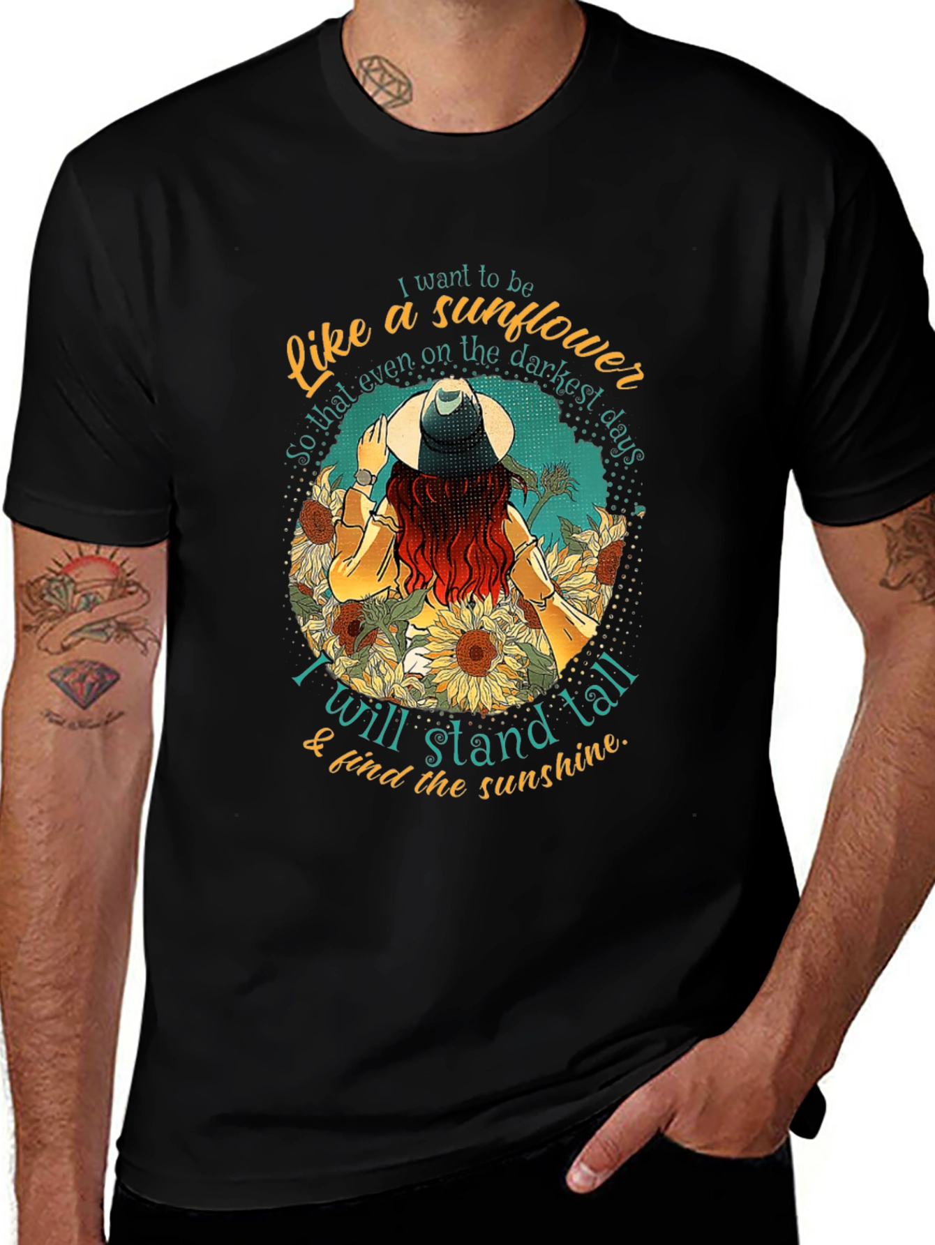 Sunflower Inspirational Graphic Tee - Stand Tall T-Shirt